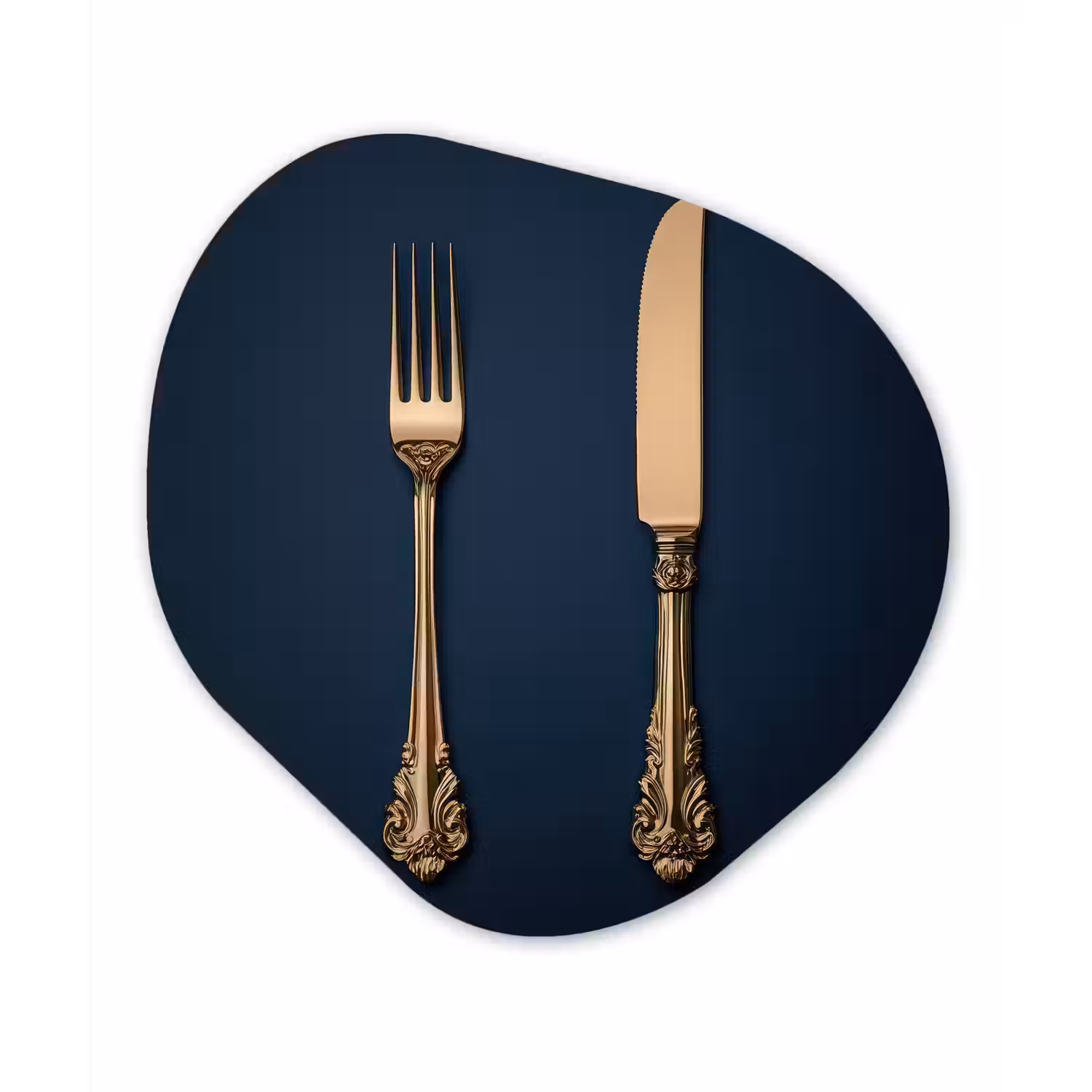 Bestek - Donkerblauw - Goud Wandcirkel Organisch Plexiglas middel -3d