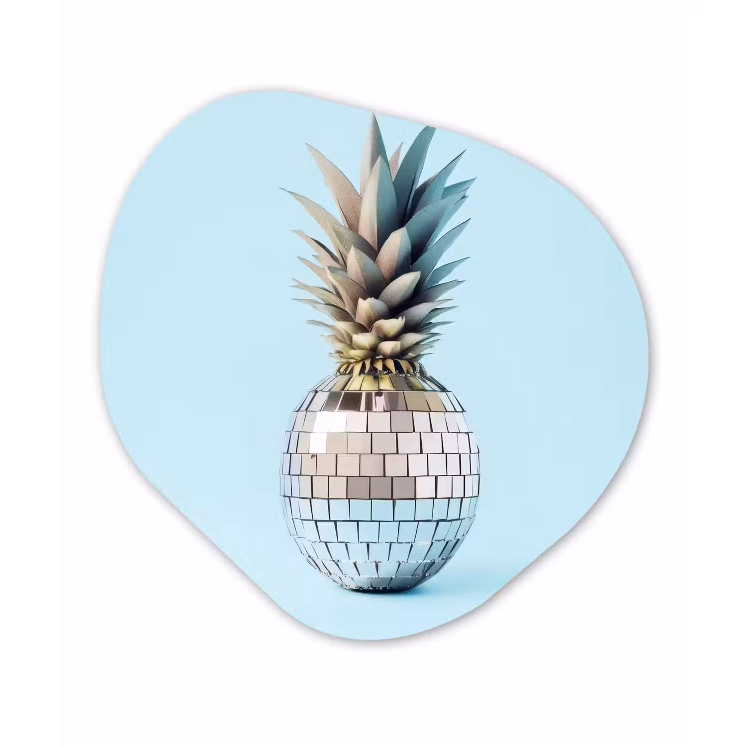 Blauw - Ananas - Disco - Discobal Wandcirkel Organisch Plexiglas middel -3d