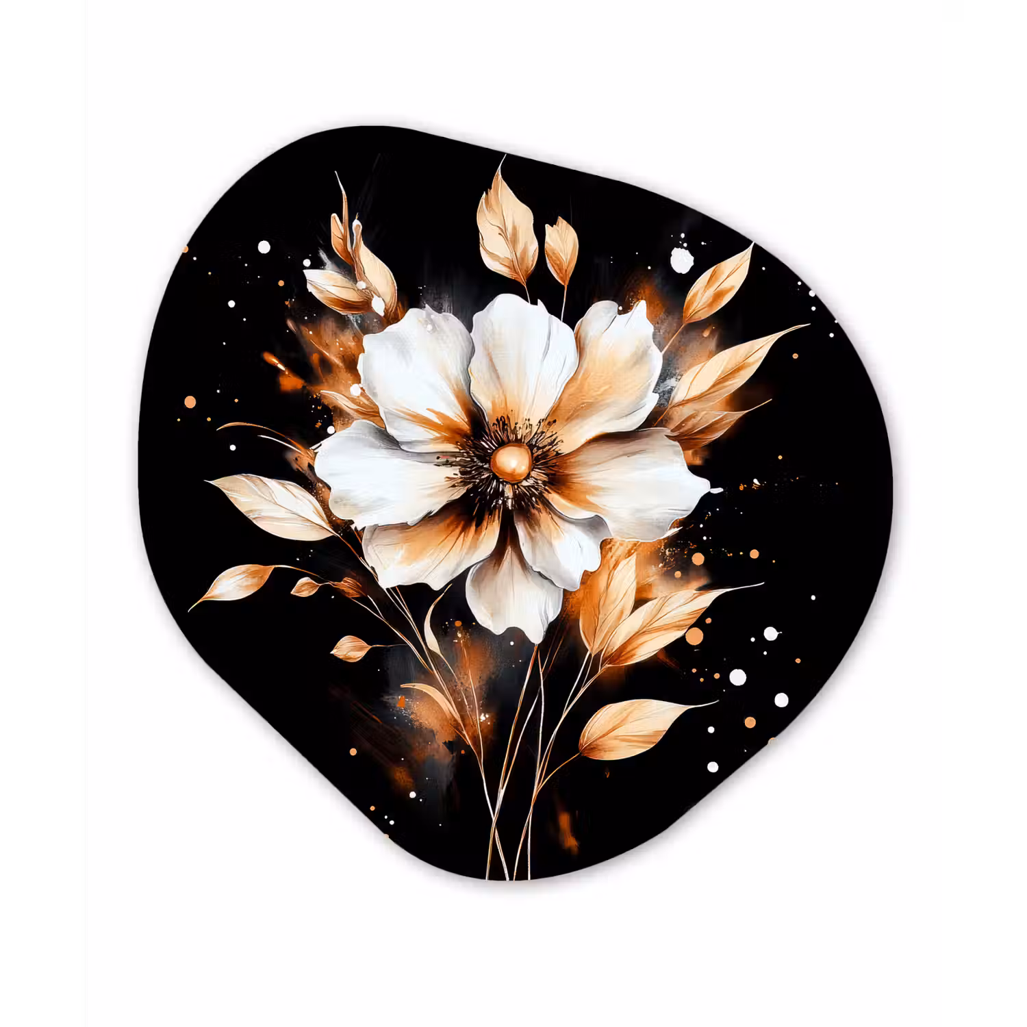 Bloem - Verf - Goud - Graffiti - Modern Wandcirkel Organisch Plexiglas middel -3d