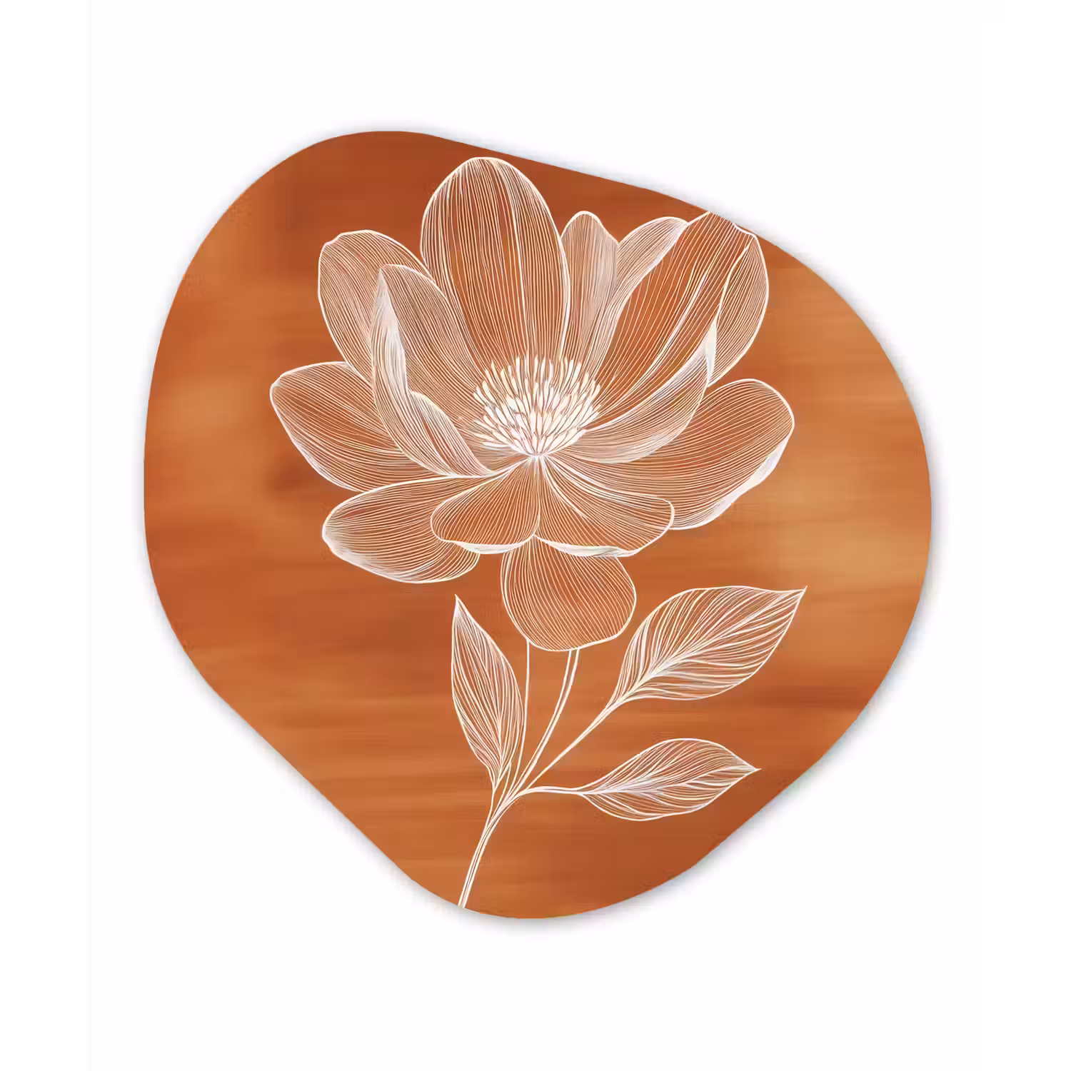 Bloem - Minimalistisch - Wit Wandcirkel Organisch Plexiglas middel -3d