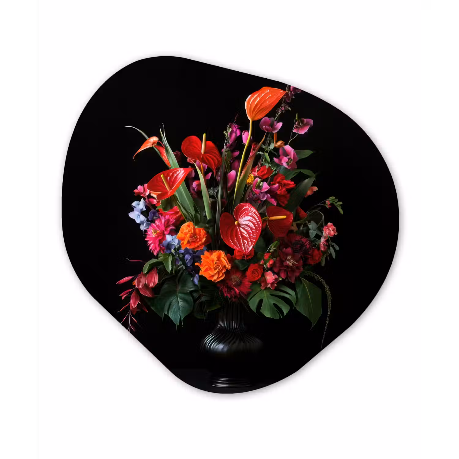 Bloemen - Boeket - Sierlijk Wandcirkel Organisch Plexiglas middel -3d