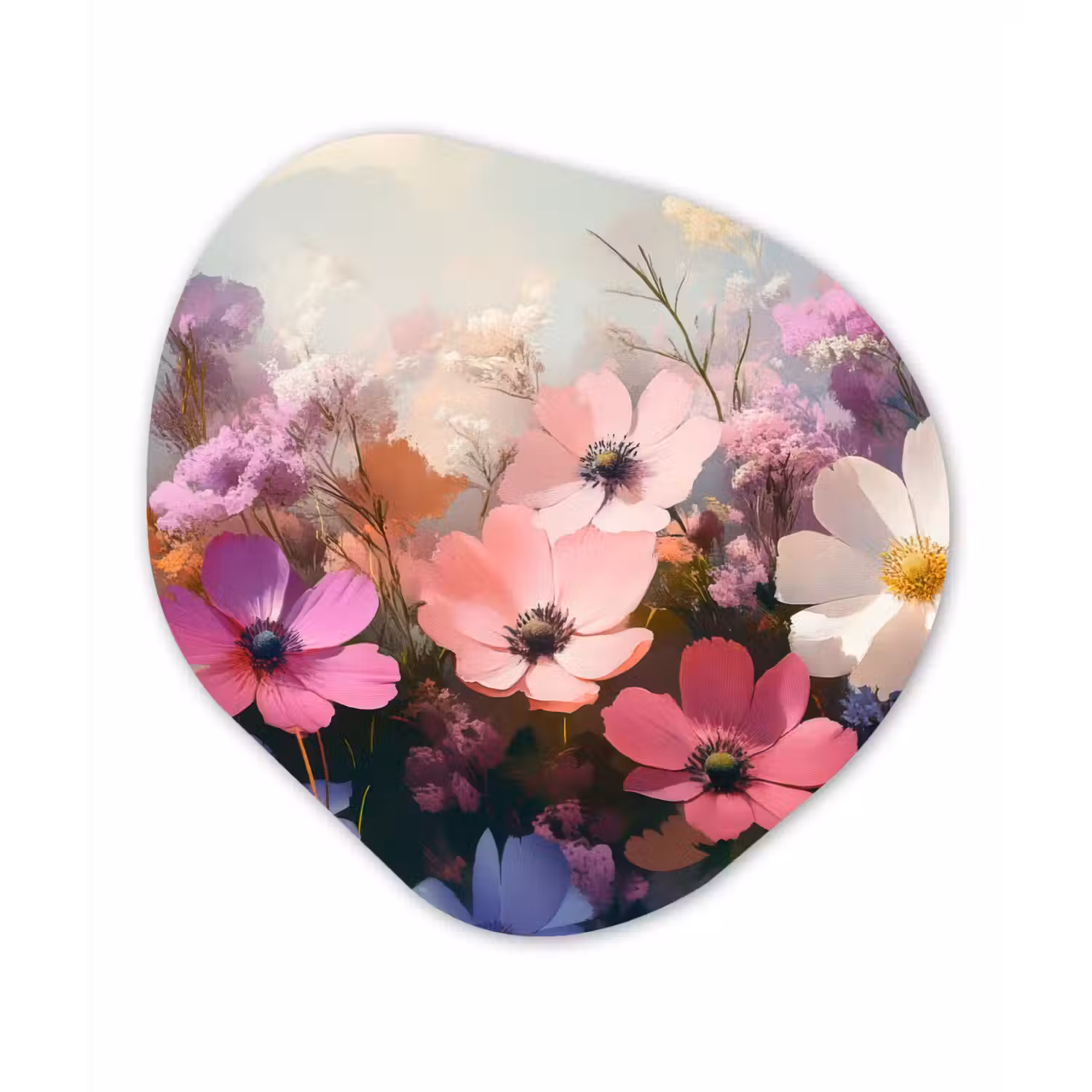 Bloemen - Kleurrijk - Bloei Wandcirkel Organisch Plexiglas middel -3d