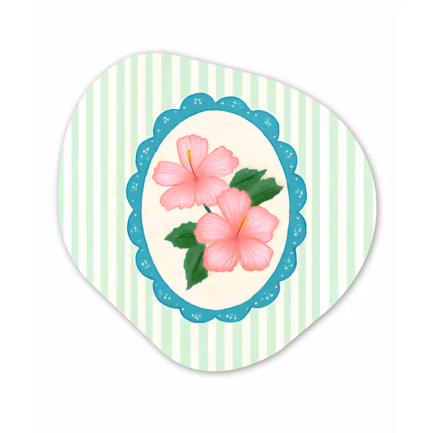 Bloemen - Ovaal - Strepen - Groen Wandcirkel Organisch Plexiglas middel -3d