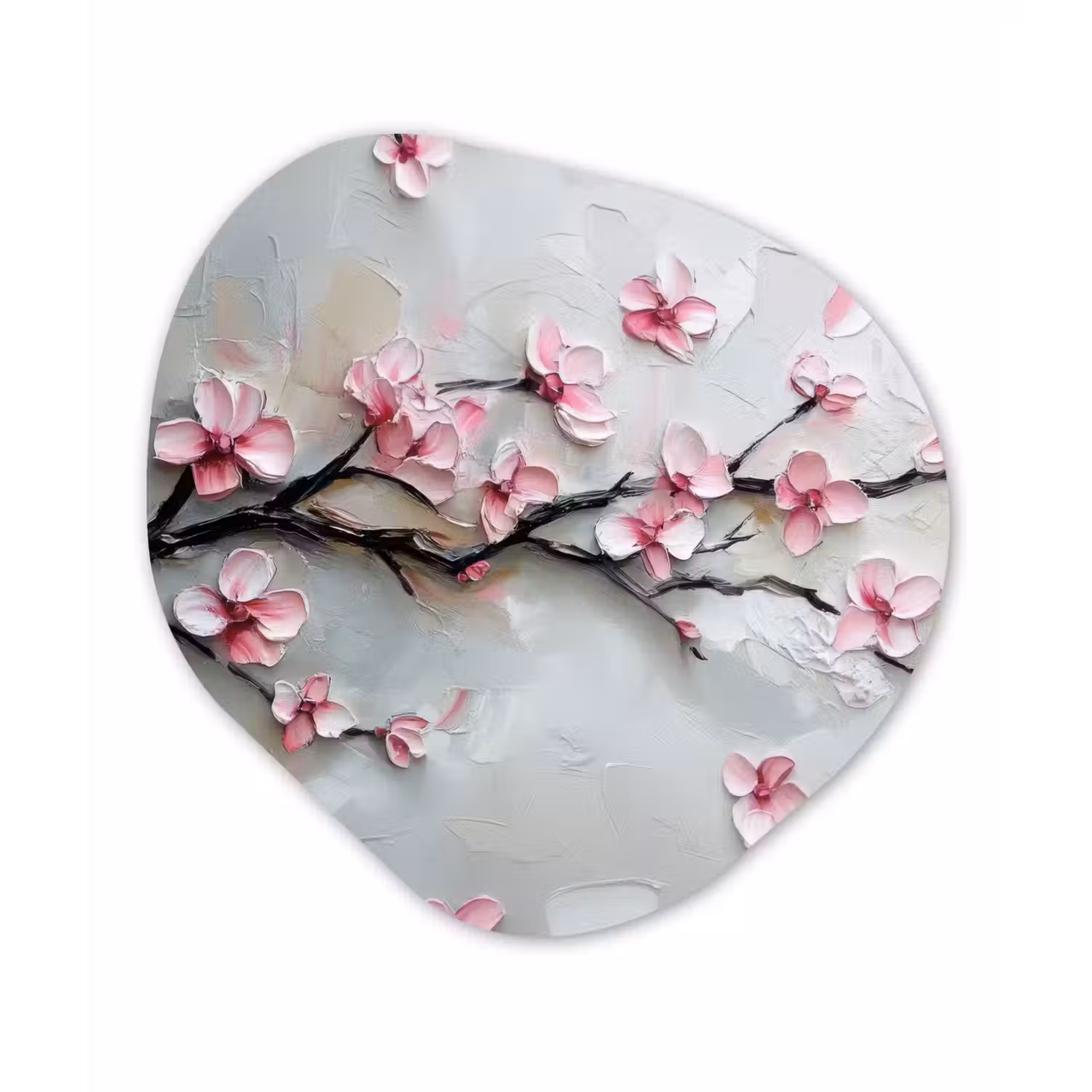 Bloesem - Kunstzinnig - Roze - Sakura Wandcirkel Organisch Plexiglas middel -3d