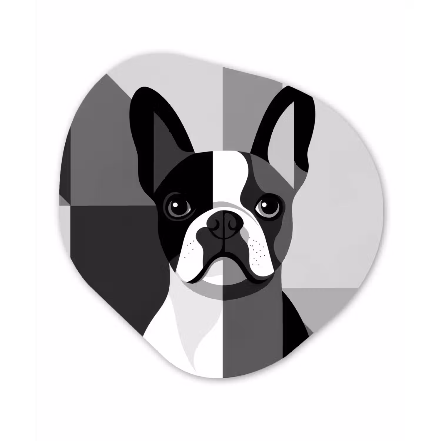 Buldog - Zwart - Abstract - Vlakken Wandcirkel Organisch Plexiglas middel -3d