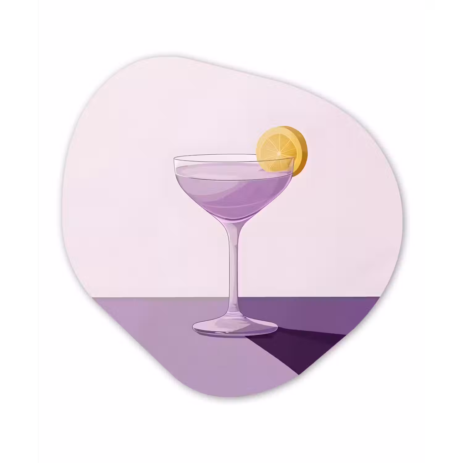 Cocktail - Paars - Minimalistisch - Citroen Wandcirkel Organisch Plexiglas middel -3d