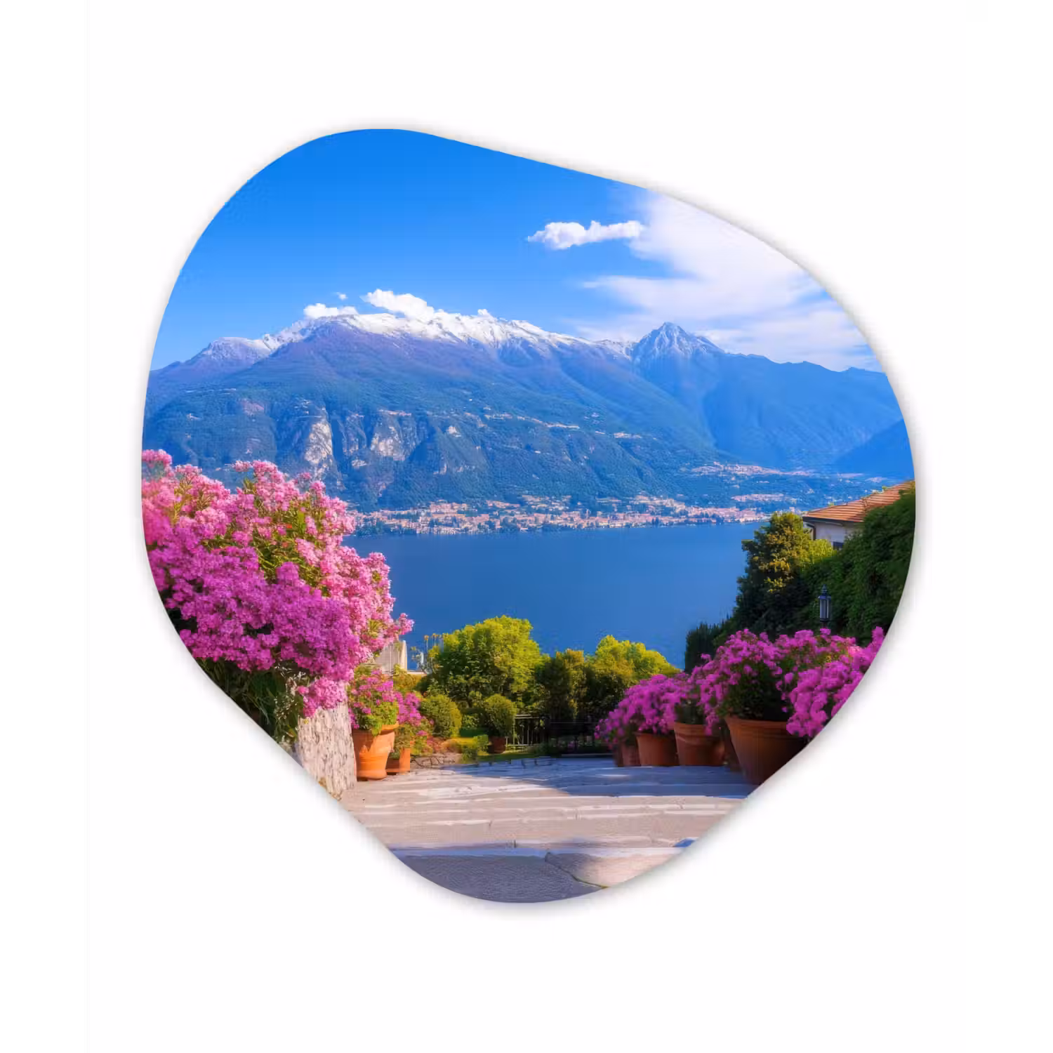 Lake Como - Italië - Landschap Wandcirkel Organisch Plexiglas middel -3d