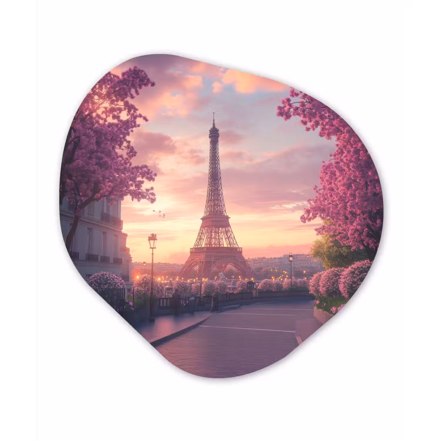 Eiffeltoren - Parijs - Roze Wandcirkel Organisch Plexiglas middel -3d