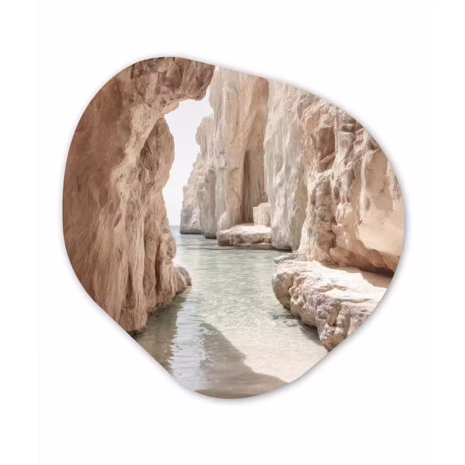 Rotsen - Zee - Zand - Kloof Wandcirkel Organisch Plexiglas middel -3d