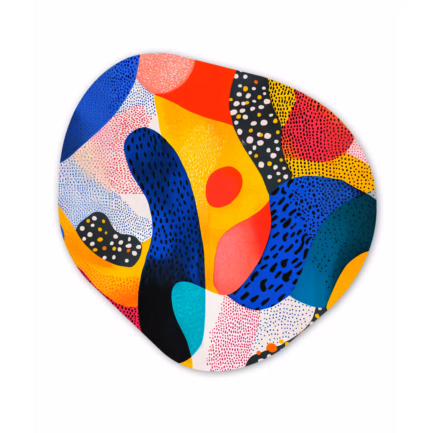 Vormen - Abstract - Stippels - Blauw Wandcirkel Organisch Plexiglas middel -3d