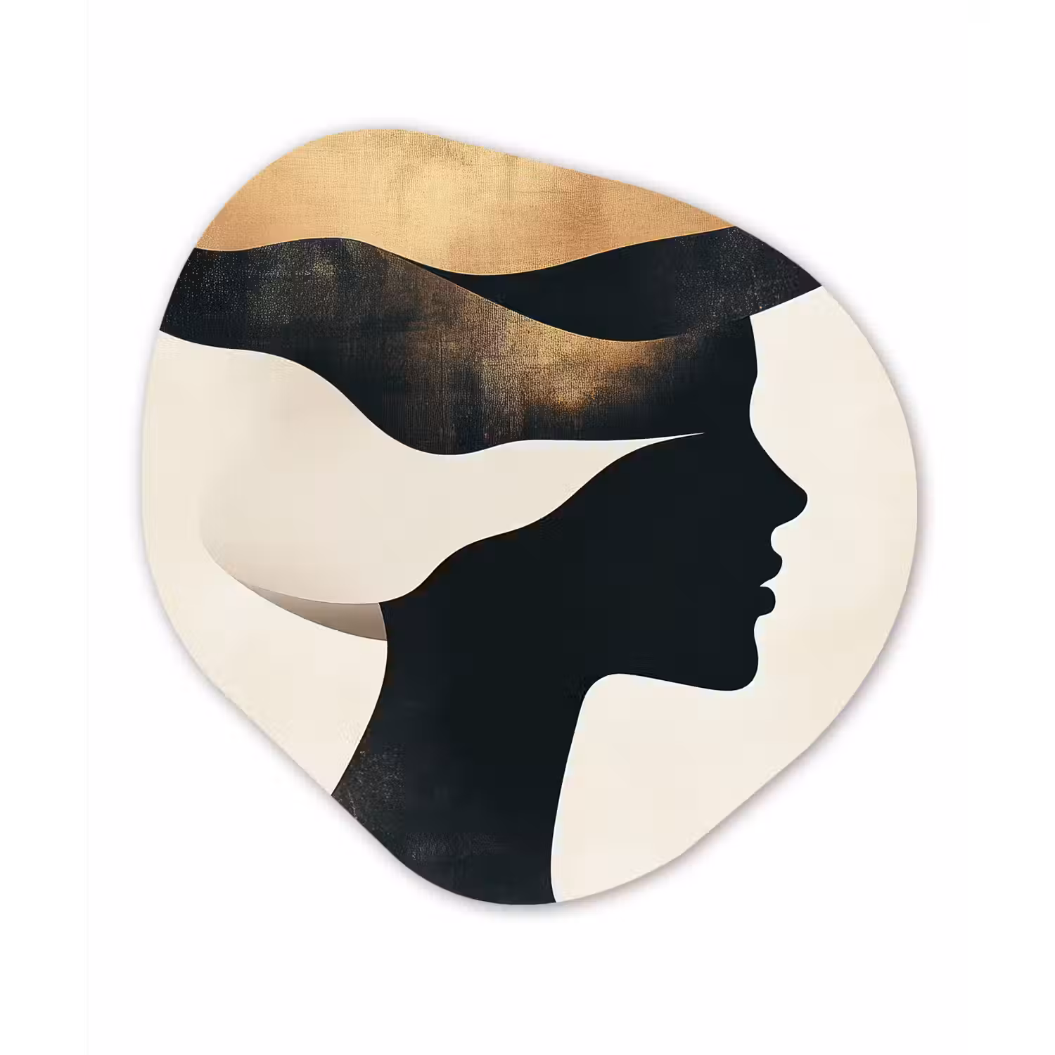 Vrouw - Golven - Zwart Wandcirkel Organisch Plexiglas middel -3d