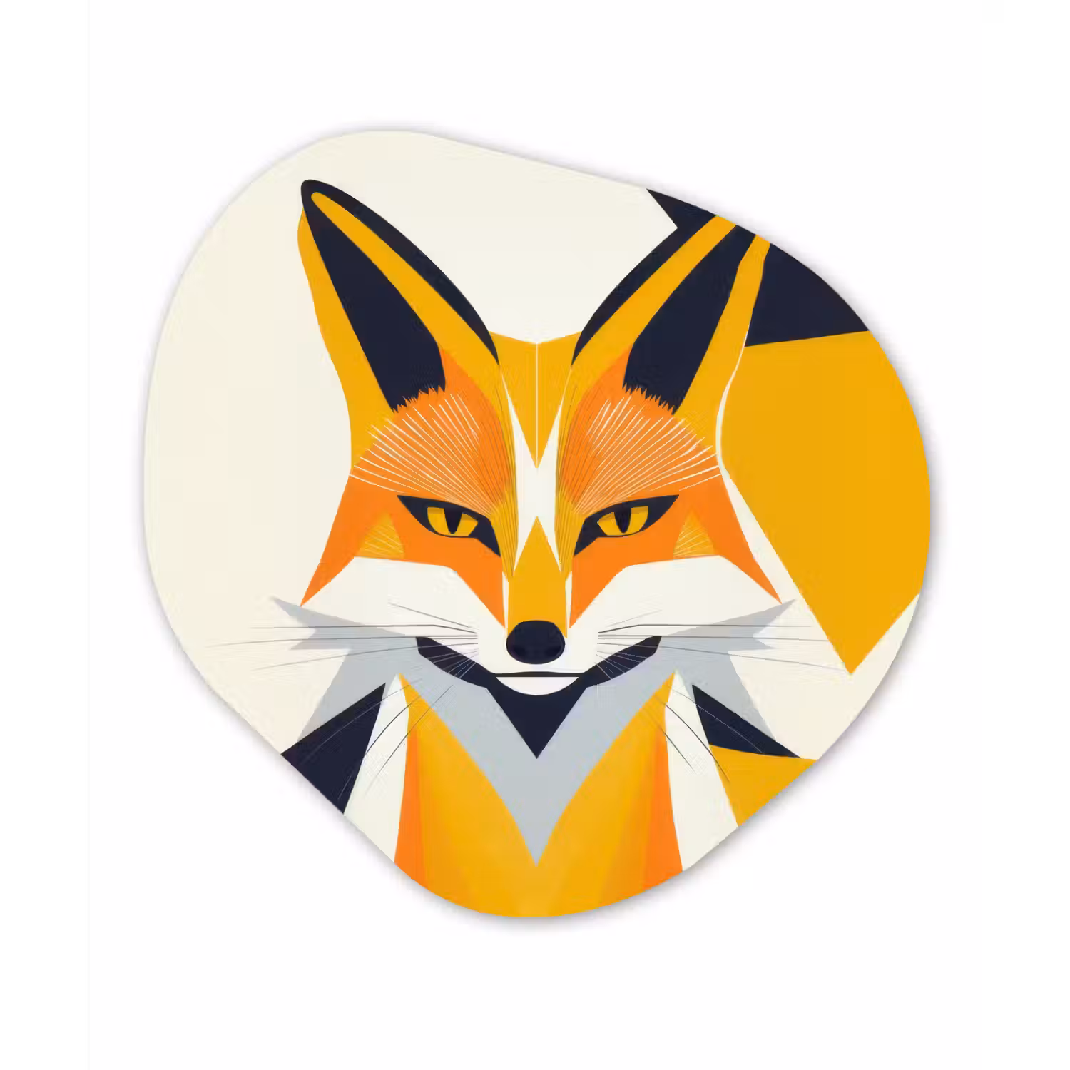 Vos - Oranje - Abstract - Driehoeken Wandcirkel Organisch Plexiglas middel -3d