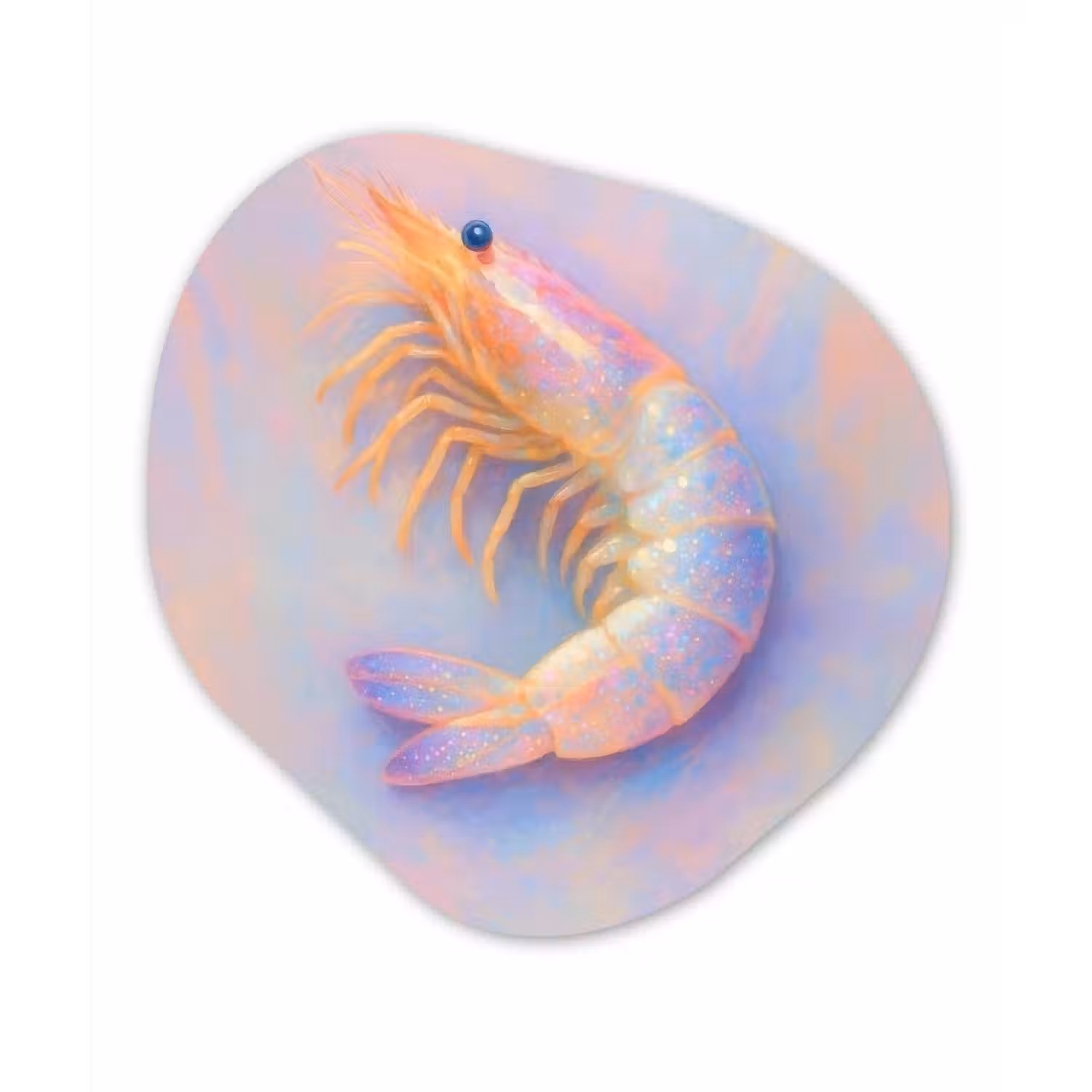 Garnaal - Subtiele structuur - Blauw - Roze Wandcirkel Organisch Plexiglas middel -3d