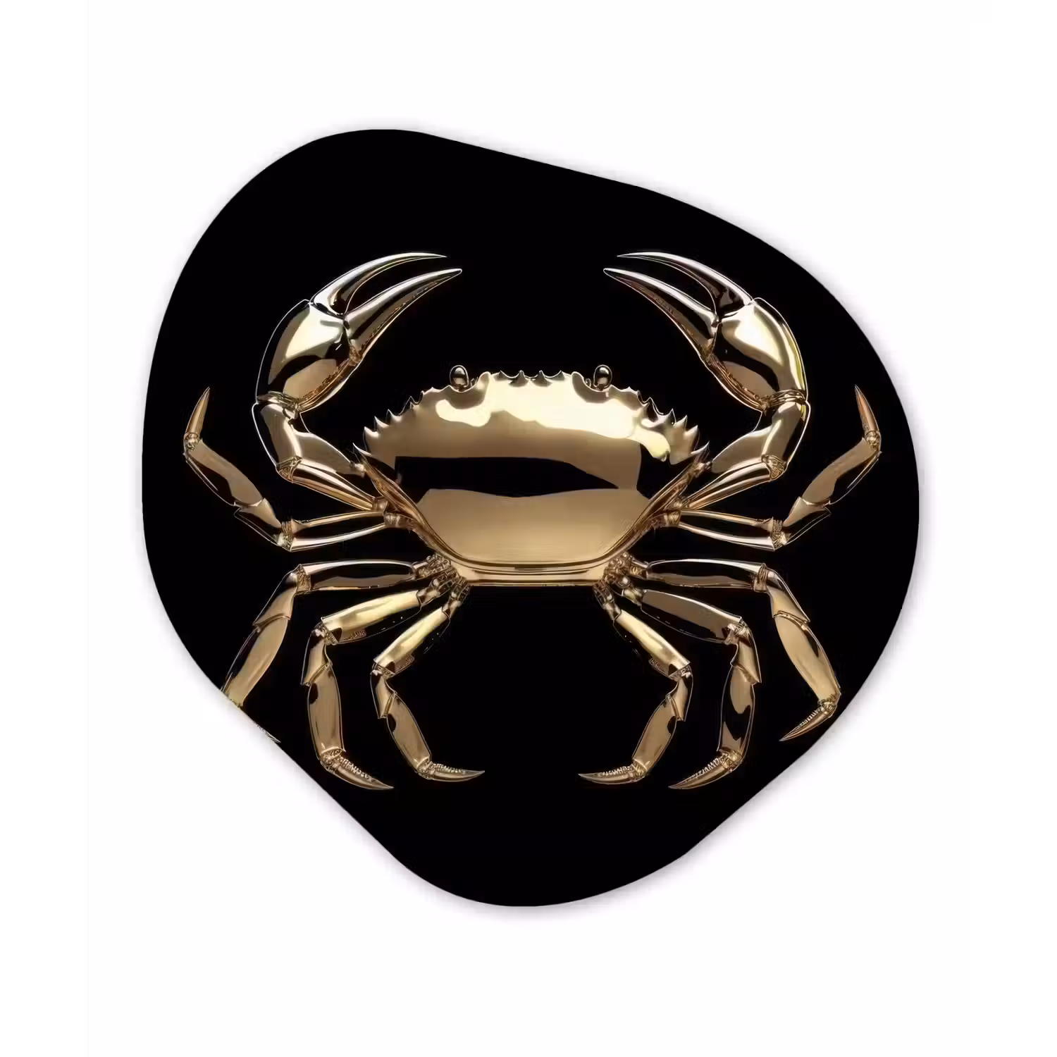 Goud - Krab - Dieren - Zwart Wandcirkel Organisch Plexiglas middel -3d