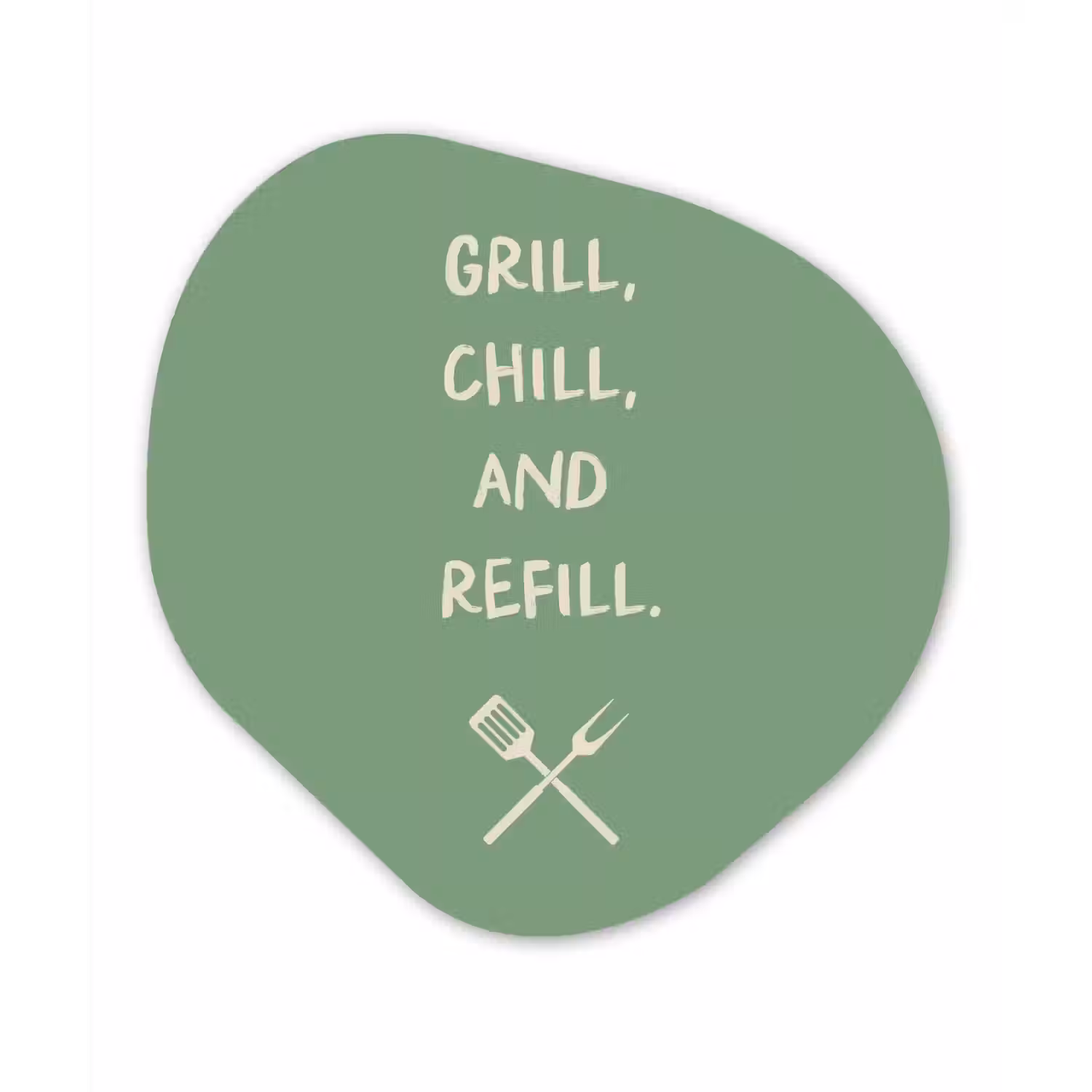 Grill - Groen - Zomer - Quote Wandcirkel Organisch Plexiglas middel -3d