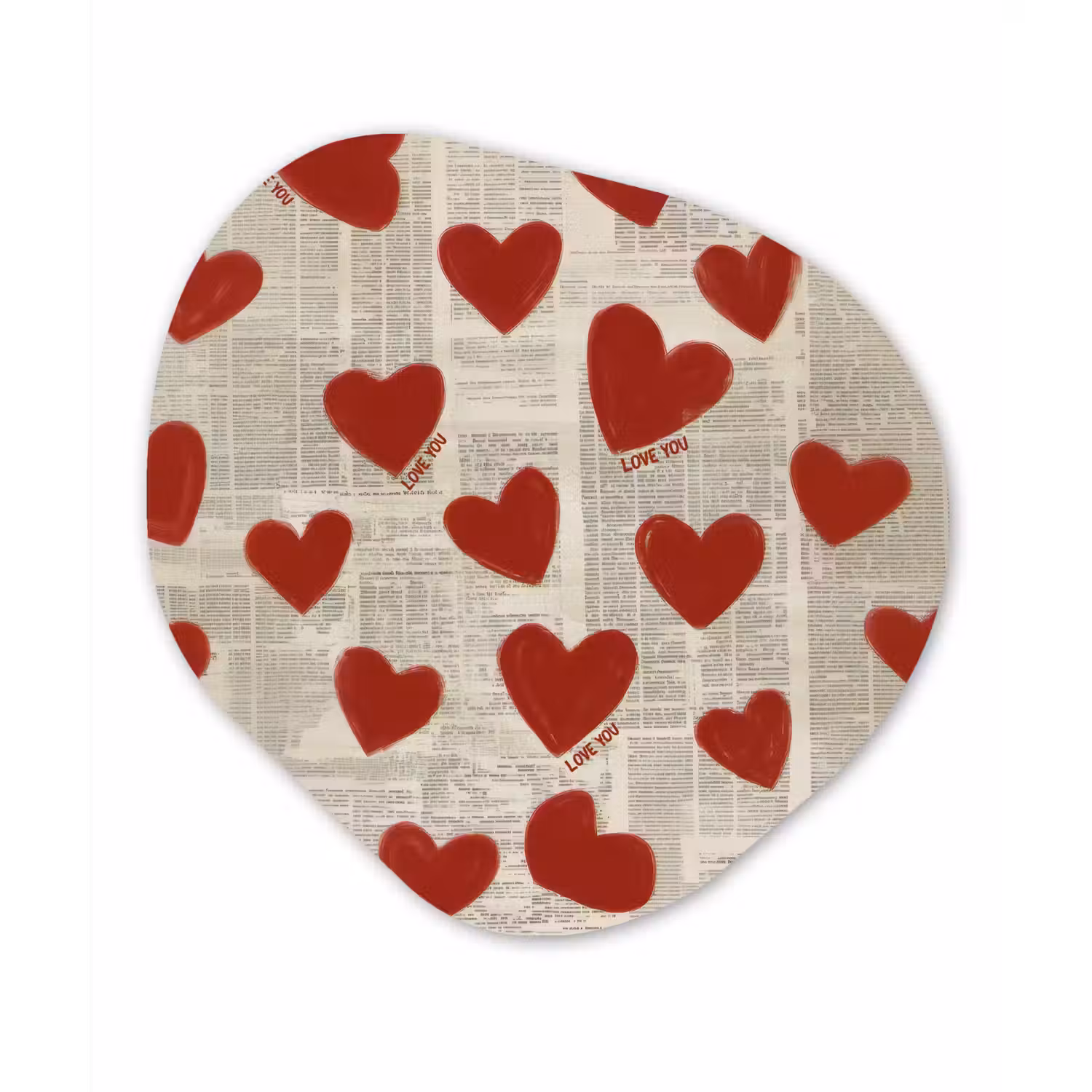 Hartjes - Krant - Loveyou Wandcirkel Organisch Plexiglas middel -3d