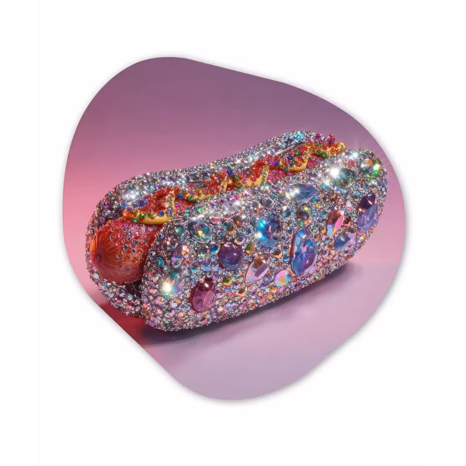 Hotdog - Steentjes - Glitters - Paars Wandcirkel Organisch Plexiglas middel -3d