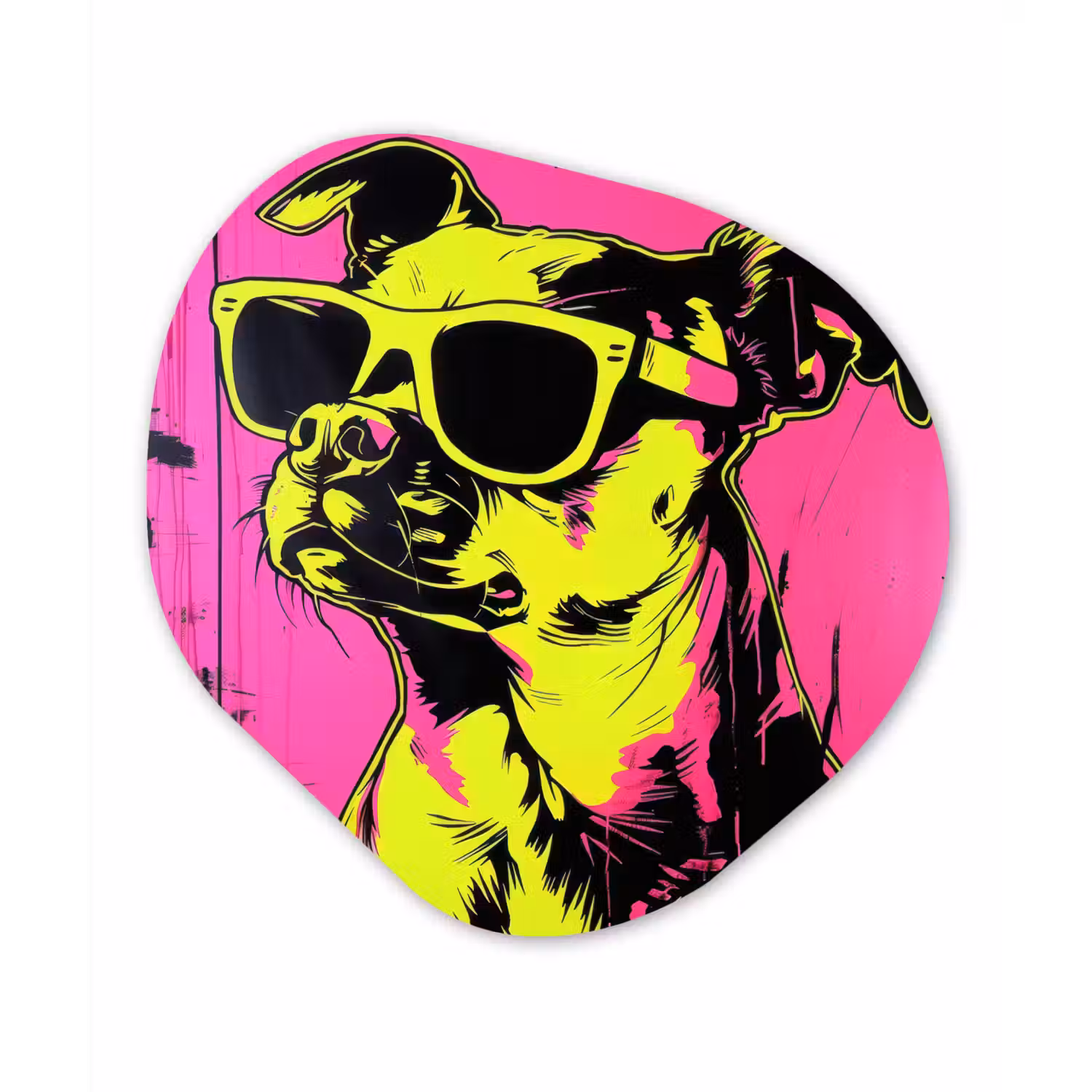Hond - Zonnebril - Roze - Art Wandcirkel Organisch Plexiglas middel -3d