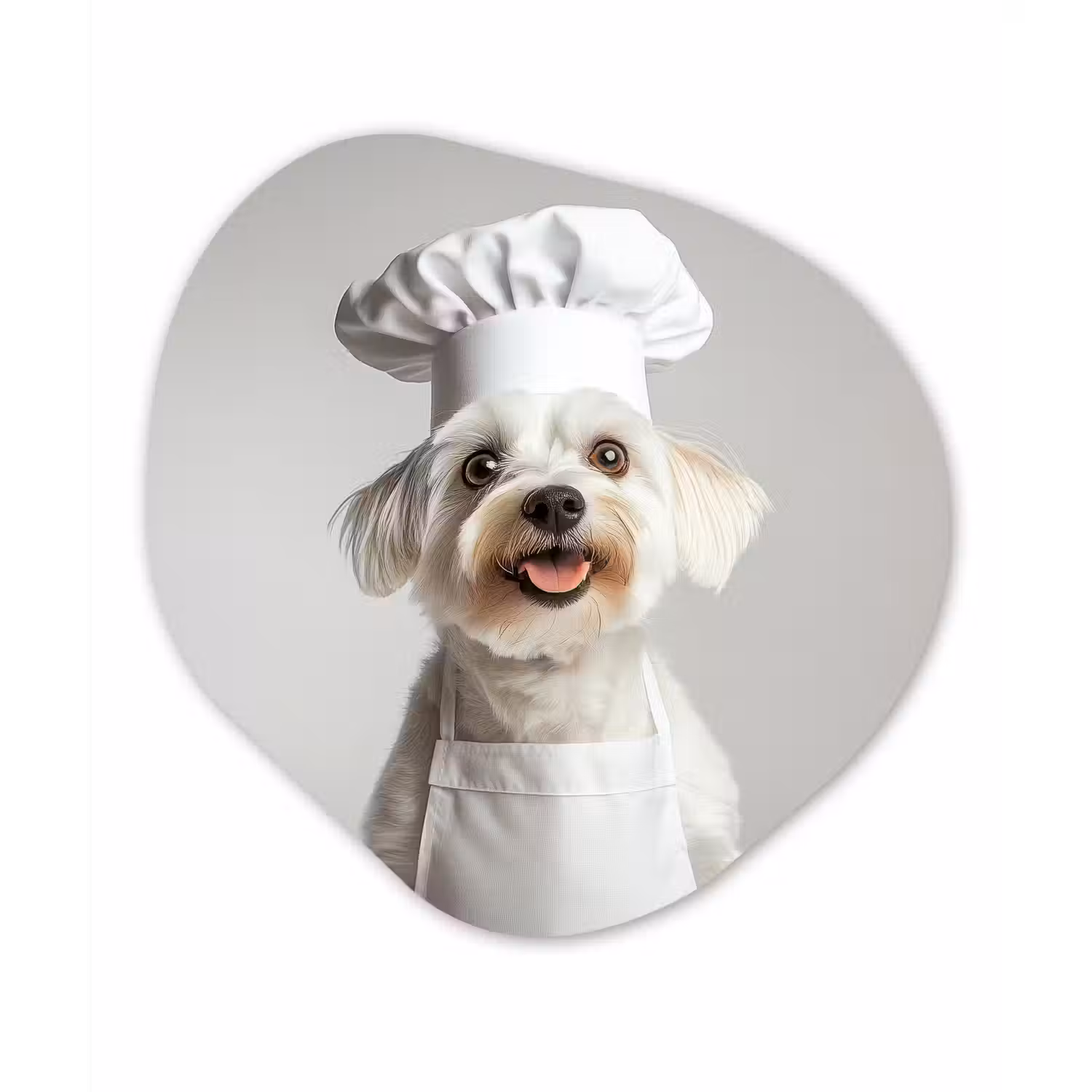 Hond - Wit - Kok Wandcirkel Organisch Plexiglas middel -3d
