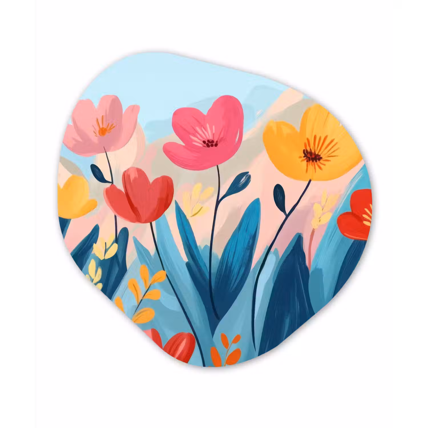 Illustratie - Bloemen - Kleurrijk Wandcirkel Organisch Plexiglas middel -3d