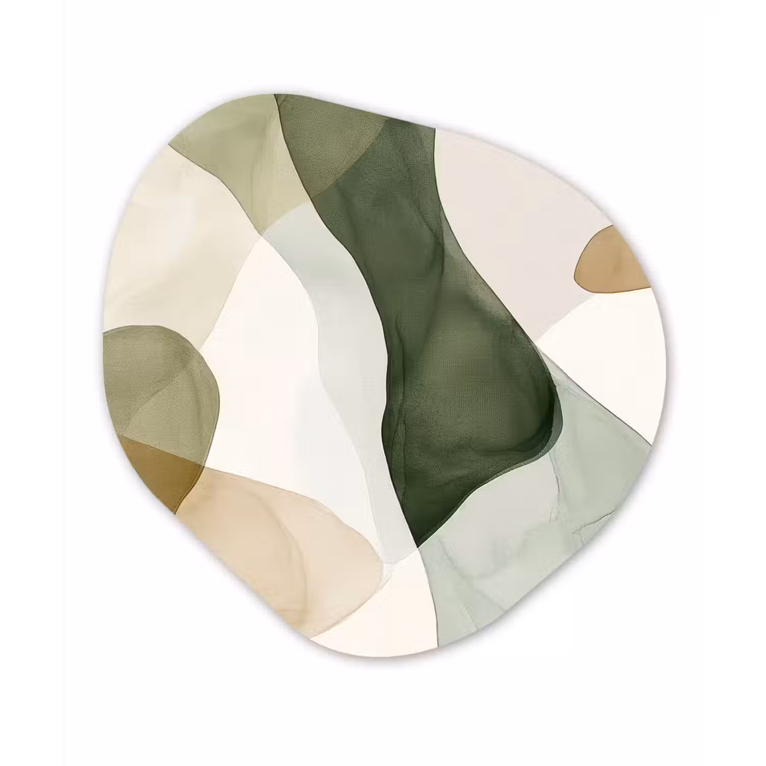 Japandi - Abstract - Groen Wandcirkel Organisch Plexiglas middel -3d