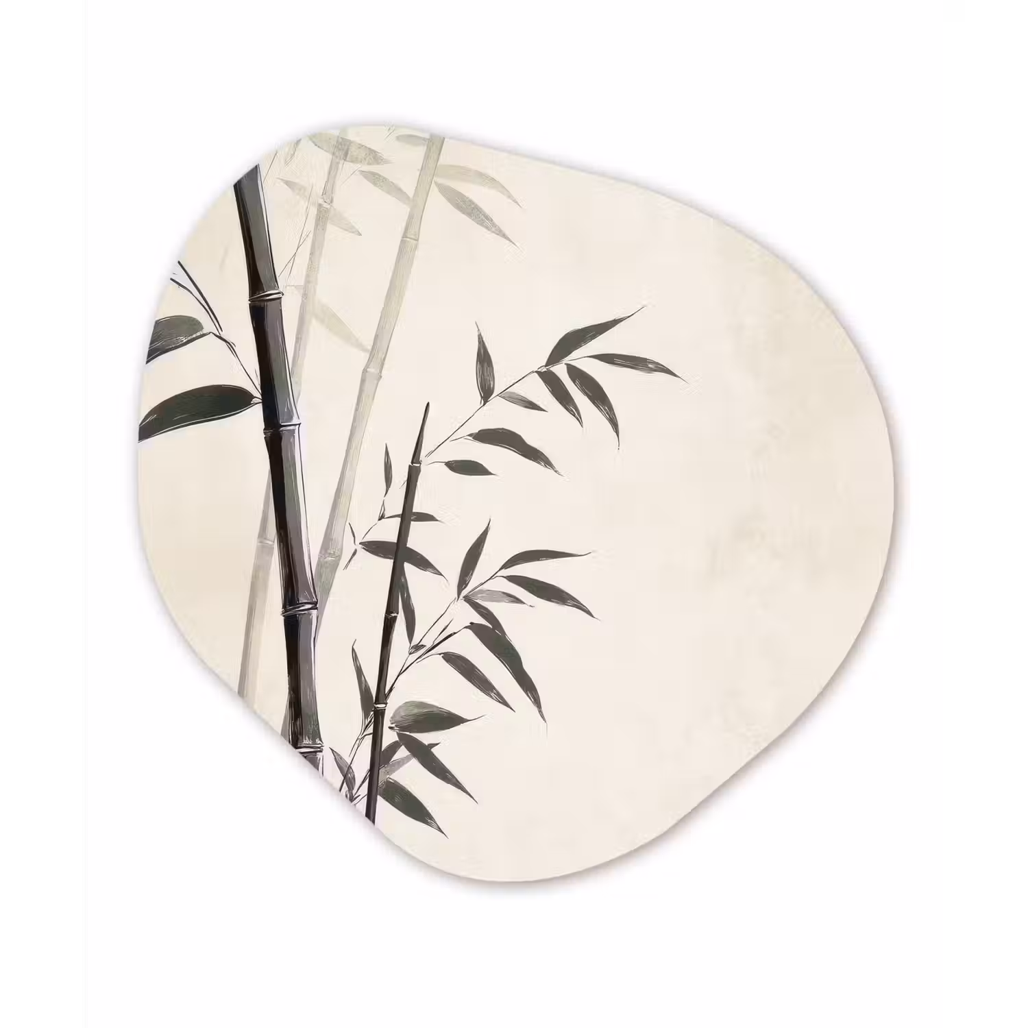 Japandi - Bamboe - Beige Wandcirkel Organisch Plexiglas middel -3d