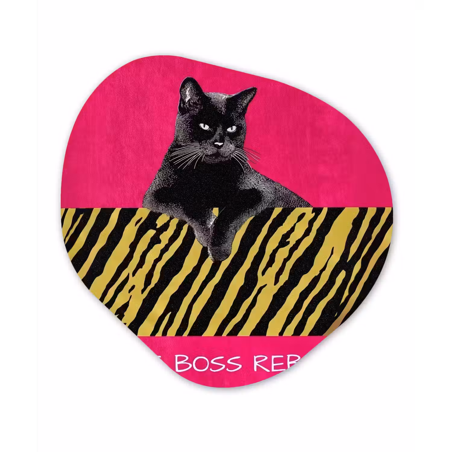 Kat - Baas - Roze - Tijgerprint Wandcirkel Organisch Plexiglas middel -3d