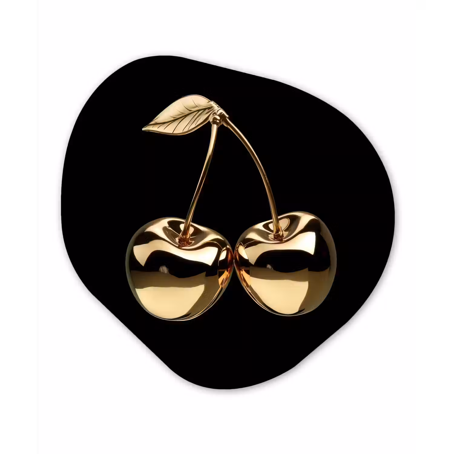 Kersen - Zwart - Goud - Chrome Wandcirkel Organisch Plexiglas middel -3d