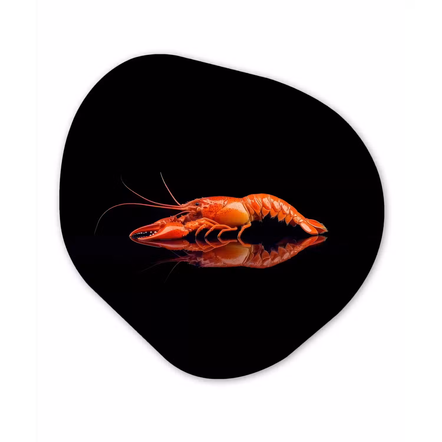 Kreeft - Oranje - Zwart - Opvallend Wandcirkel Organisch Plexiglas middel -3d