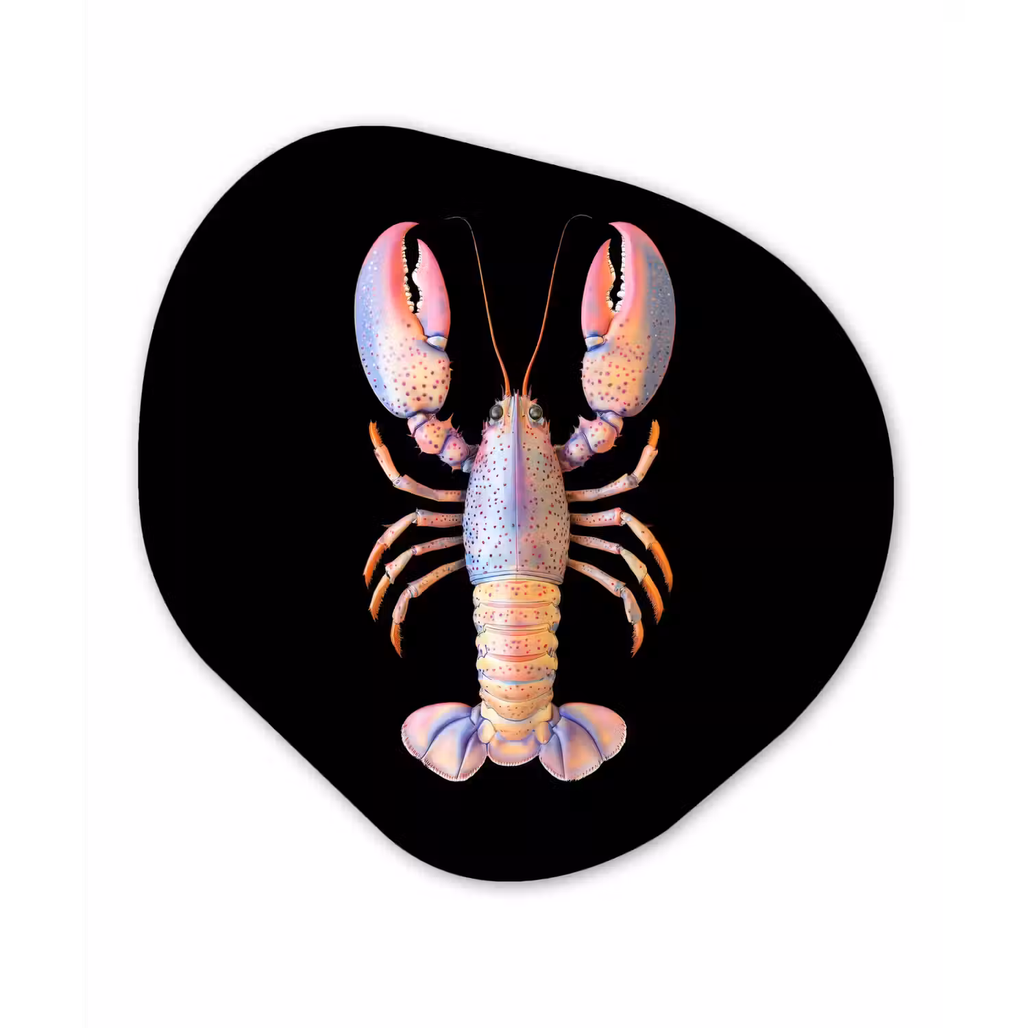 Kreeft - Roze - Zacht - Zwart Wandcirkel Organisch Plexiglas middel -3d