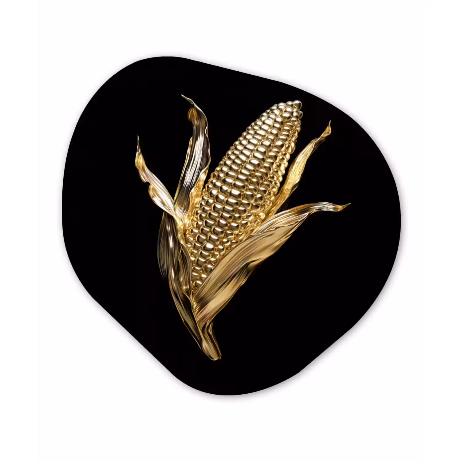 Mais - Eten - Goud - Zwart Wandcirkel Organisch Plexiglas middel -3d