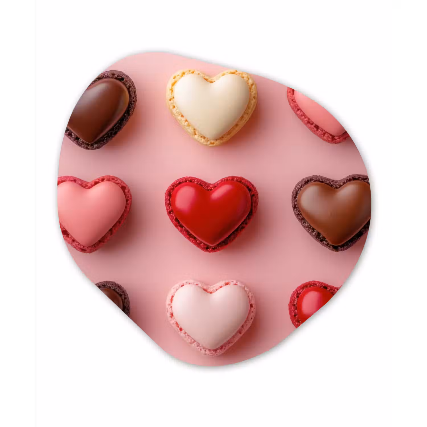 Macarons - Hartjes - Kleurrijk - Roze Wandcirkel Organisch Plexiglas middel -3d