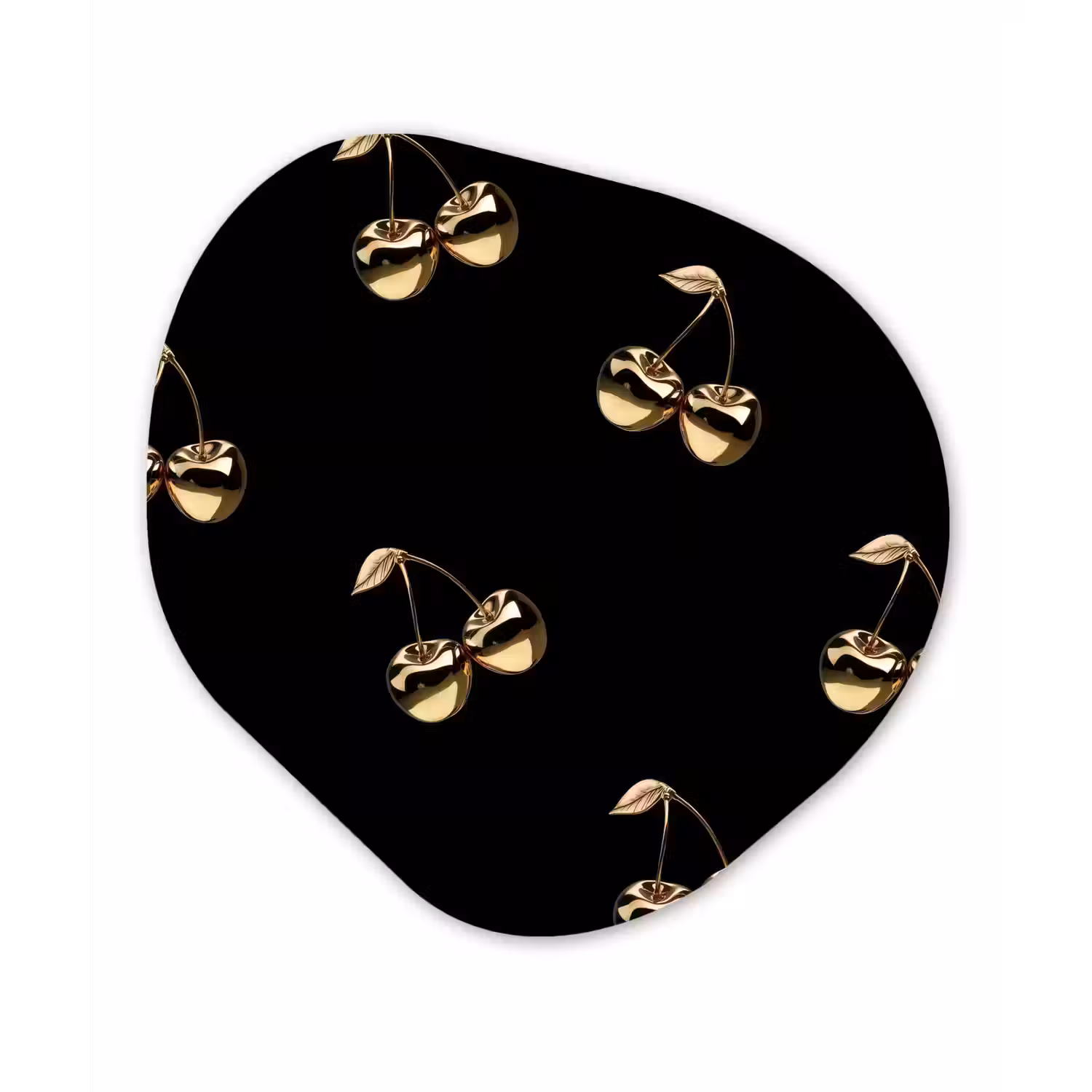 Patroon - Kersen - Goud - Chrome Wandcirkel Organisch Plexiglas middel -3d