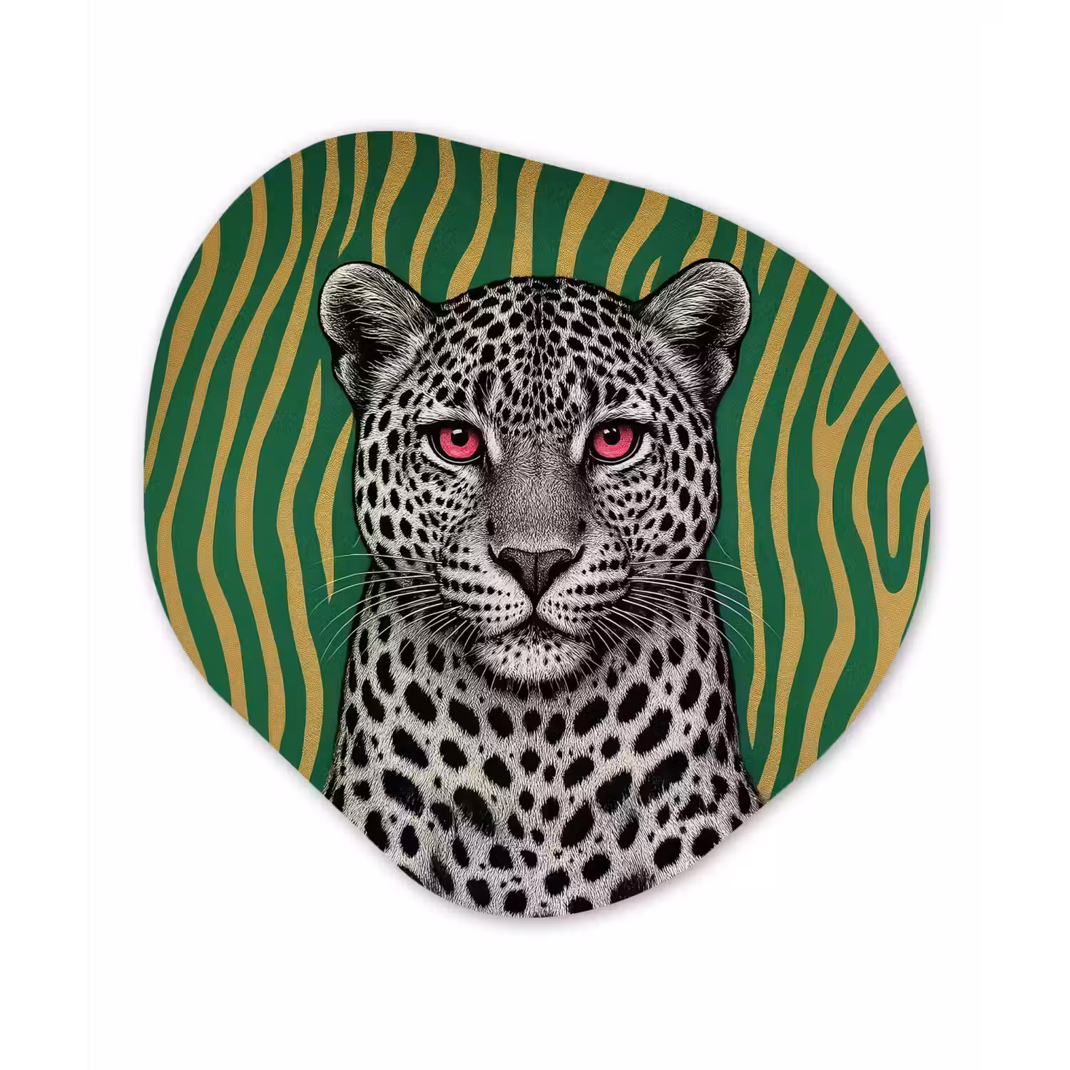 Panter - Zebrapatroon - Groen Wandcirkel Organisch Plexiglas middel -3d