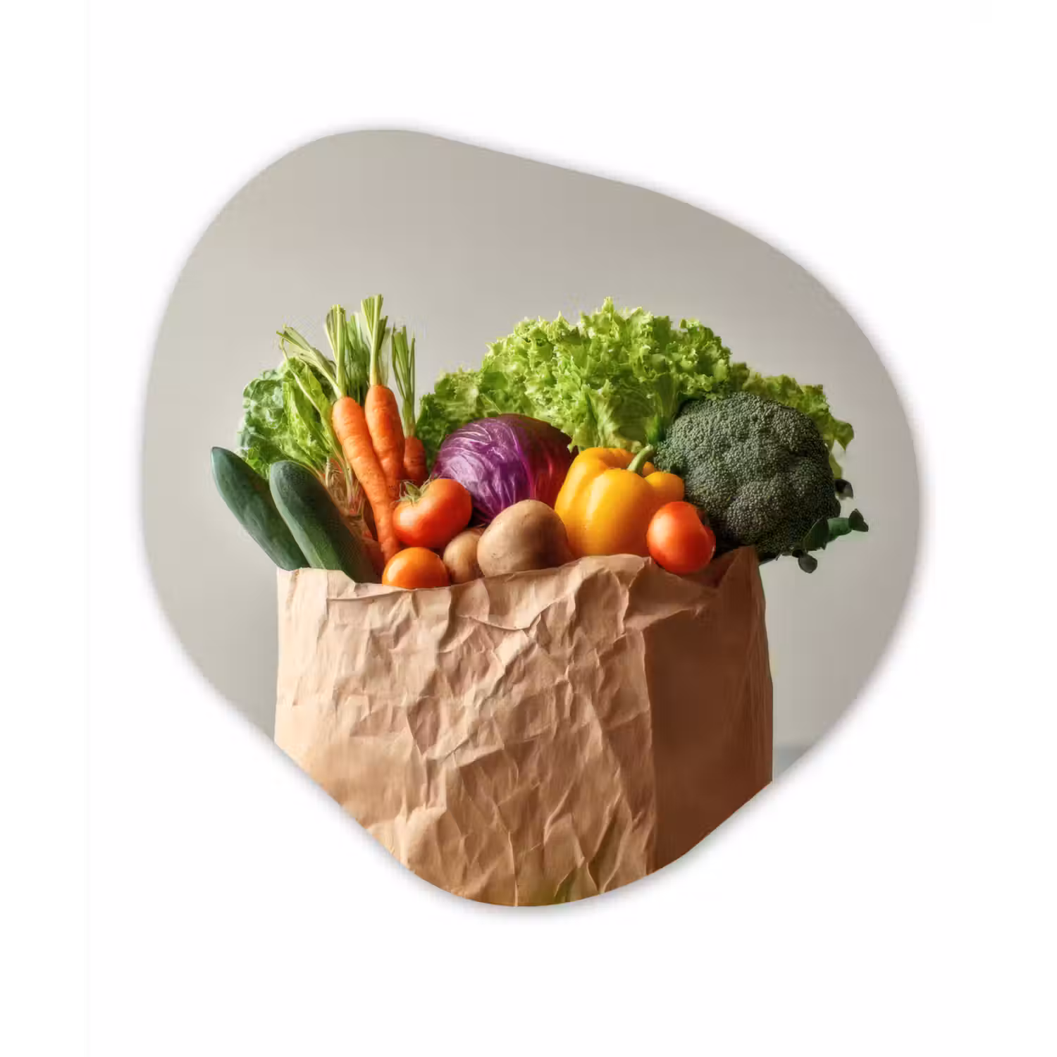 Papieren - Boodschappen - Groente - Kleurrijk Wandcirkel Organisch Plexiglas middel -3d