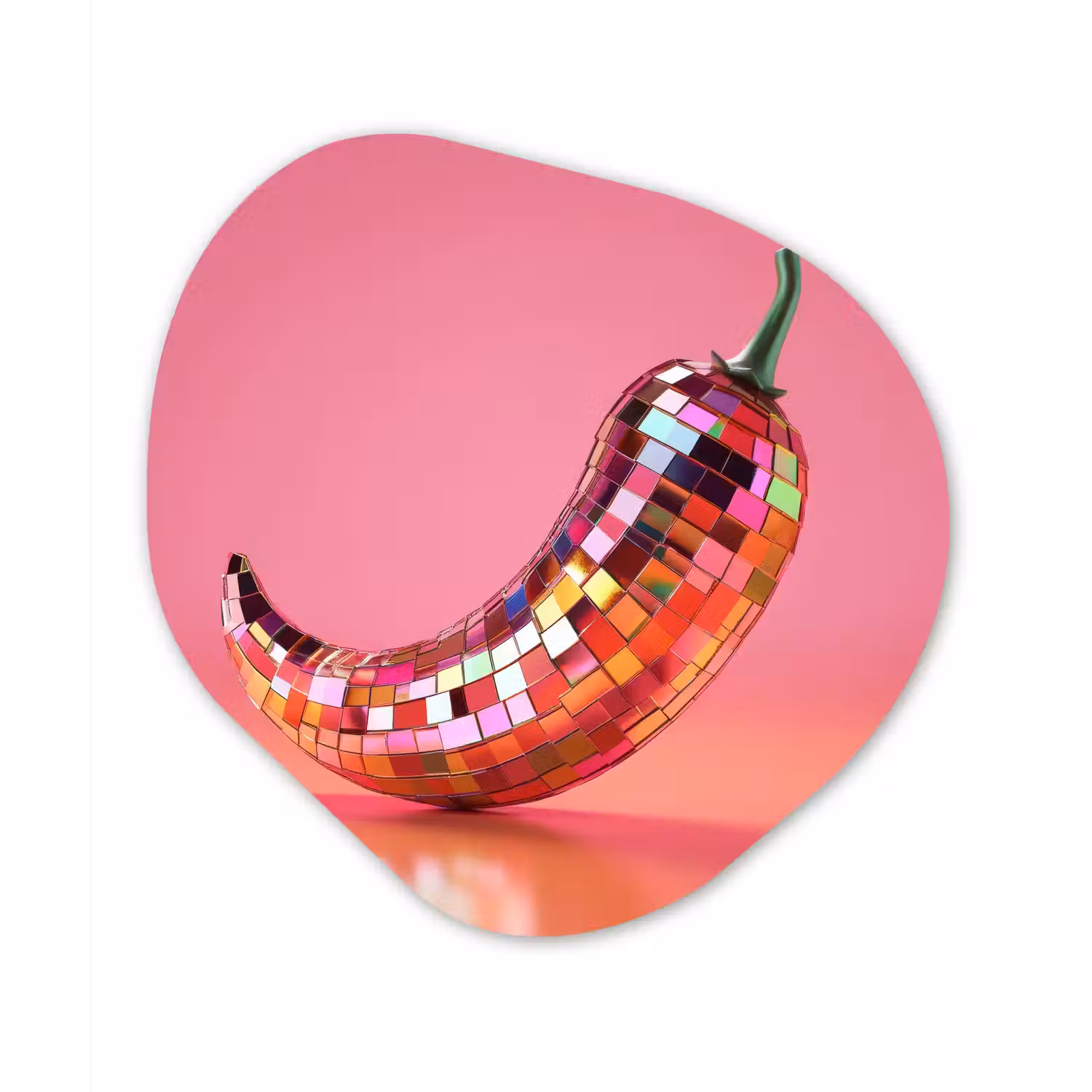 Peper - Disco - Rood - Glitter Wandcirkel Organisch Plexiglas middel -3d