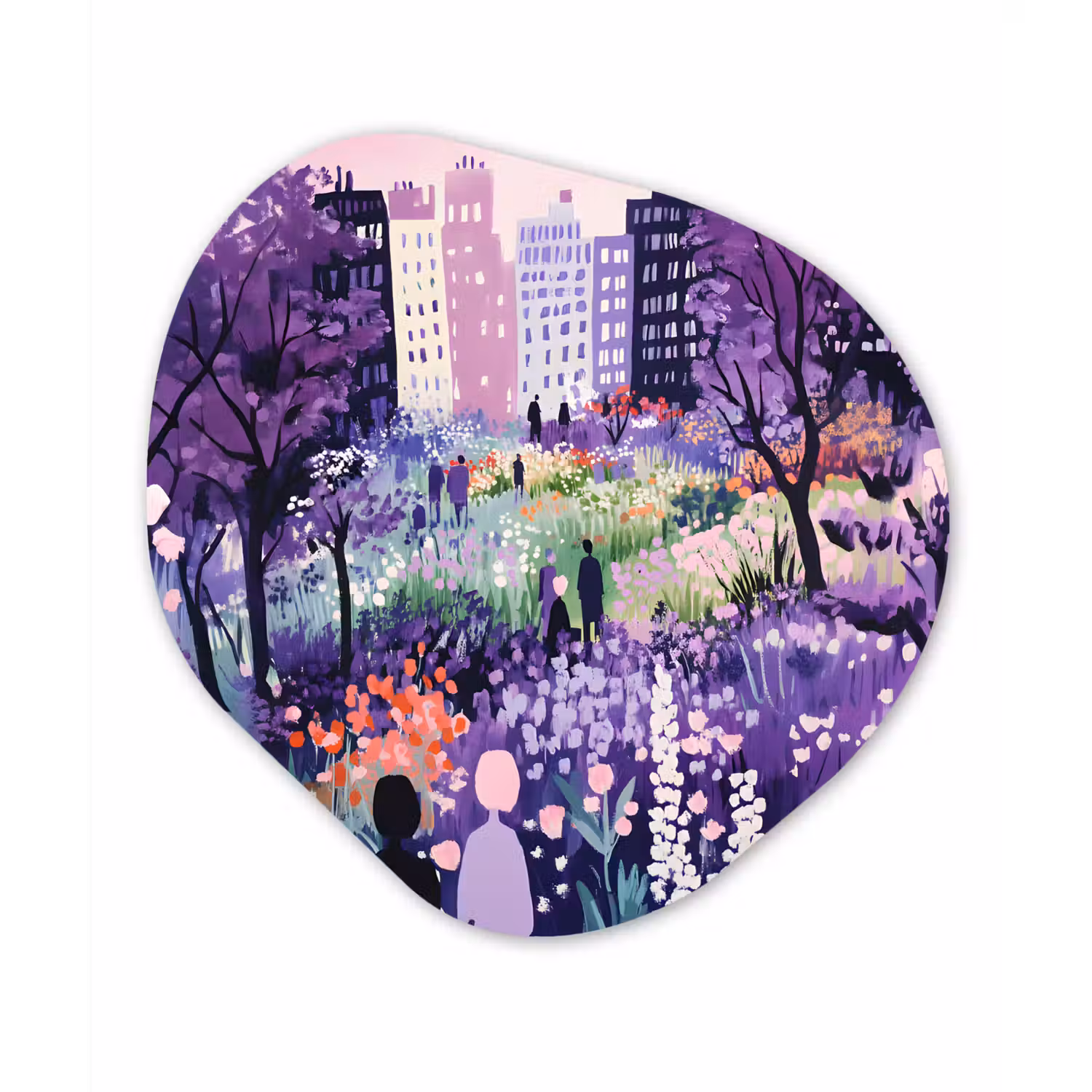 Park - Bomen - Bloemen - Gebouwen Wandcirkel Organisch Plexiglas middel -3d