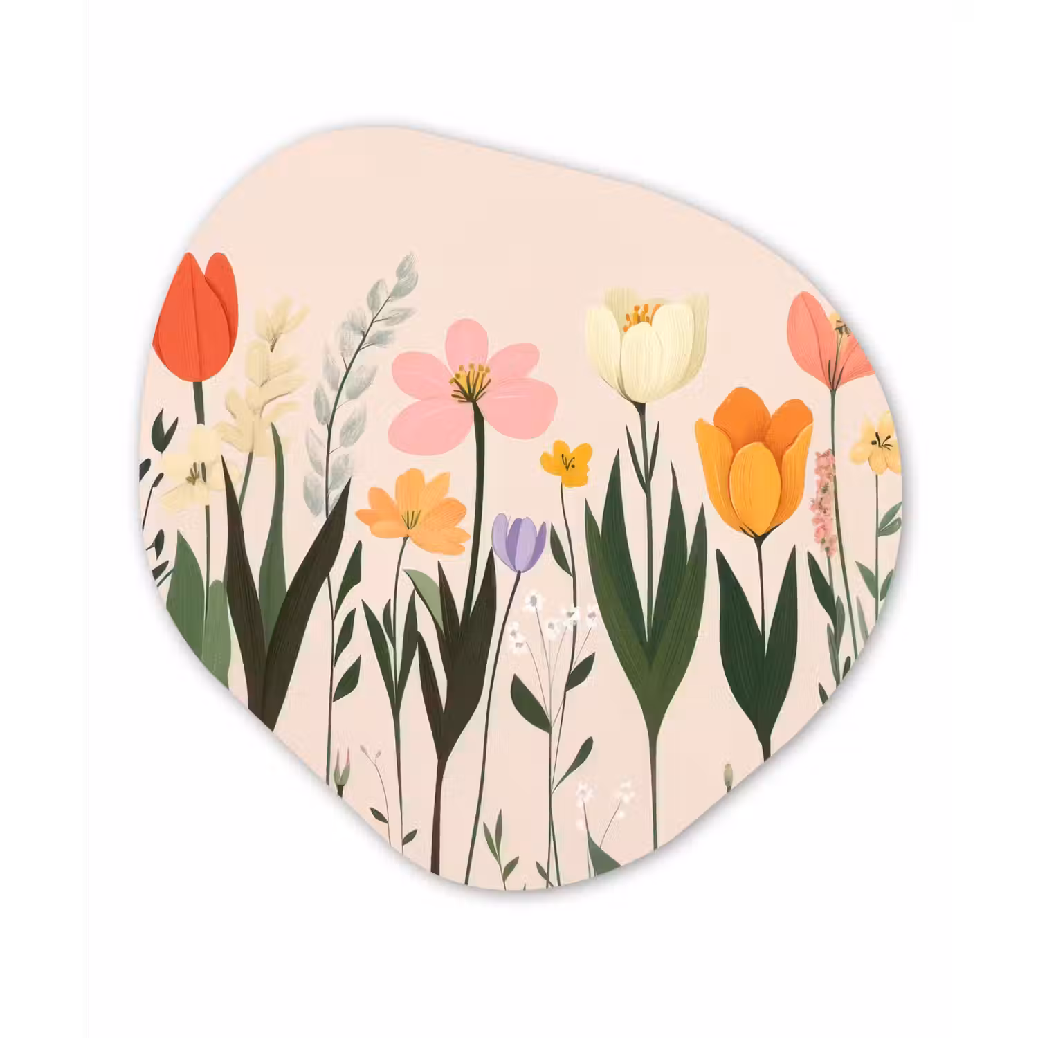 Pasteltinten - Bloemen - Illustratie Wandcirkel Organisch Plexiglas middel -3d