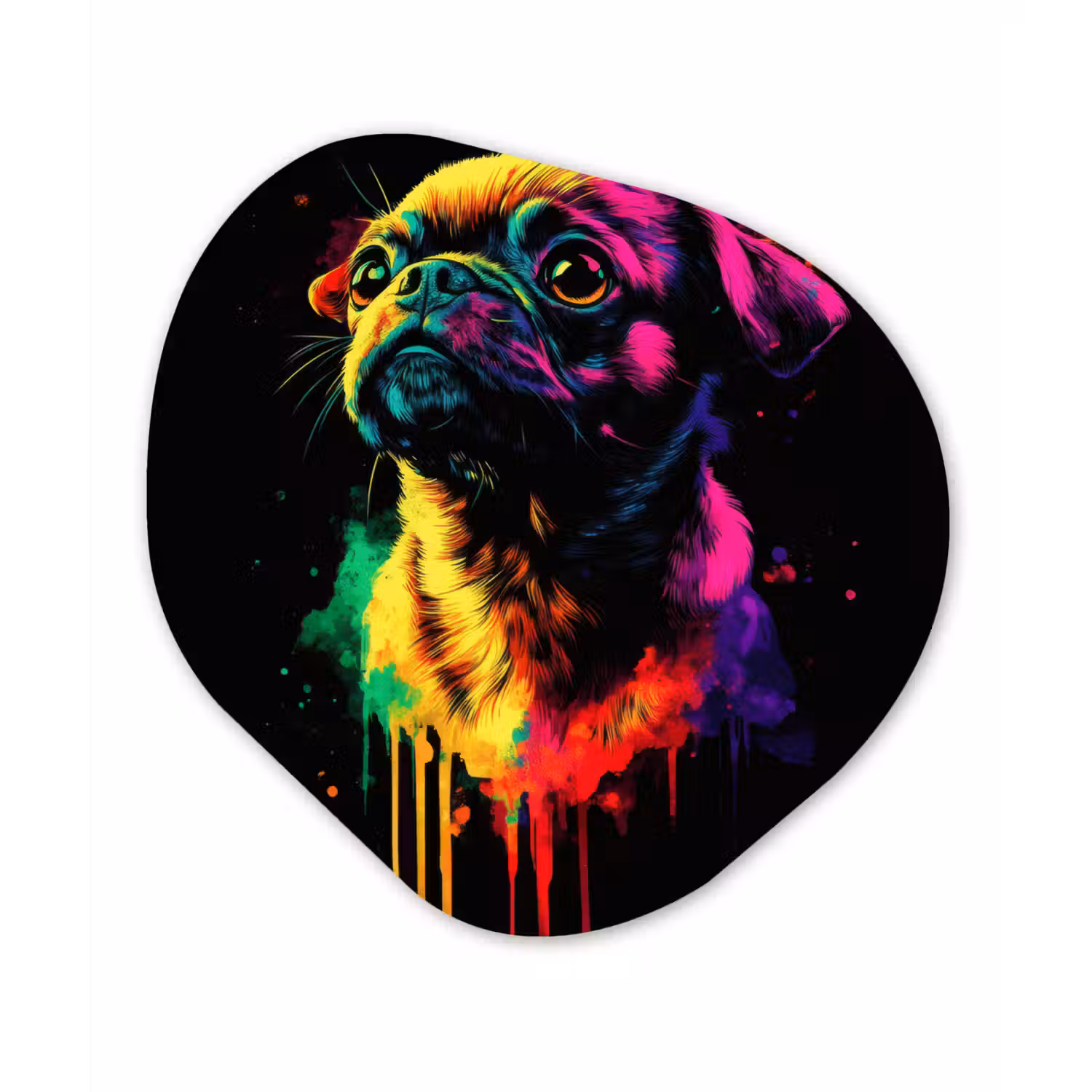 Puck - Hond - Verf - Kleuren Wandcirkel Organisch Plexiglas middel -3d