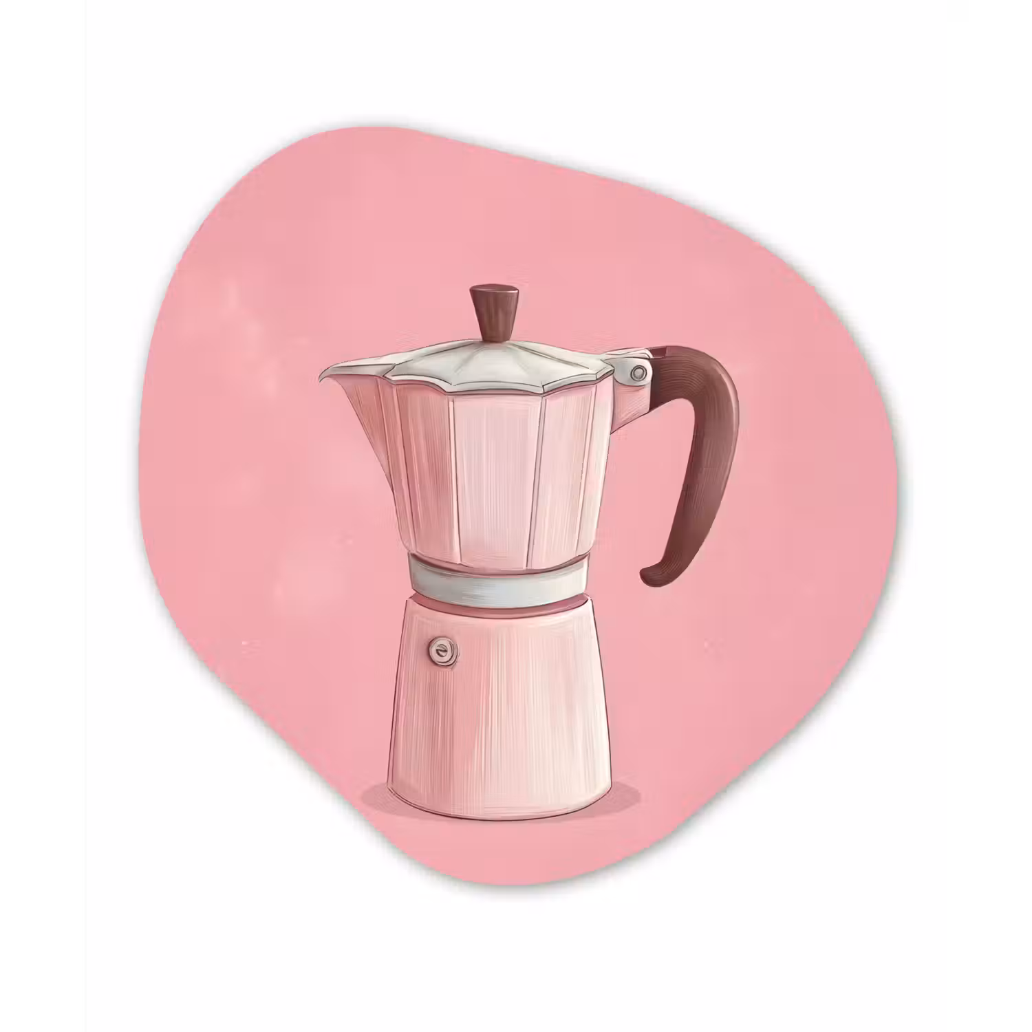 Roze - Mokkapot - Illustratie - Koffie Wandcirkel Organisch Plexiglas middel -3d