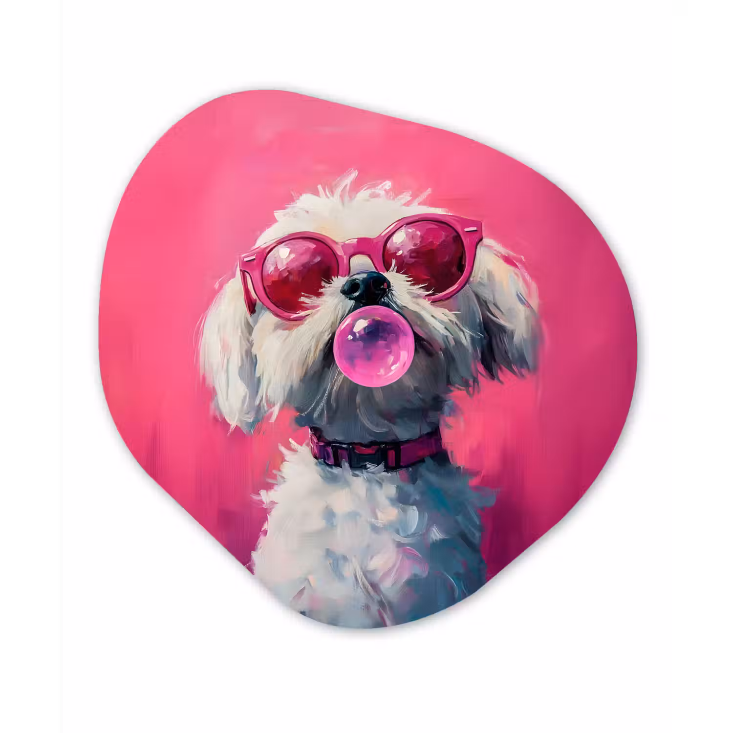 Pink - Hond - Bubbel Wandcirkel Organisch Plexiglas middel -3d