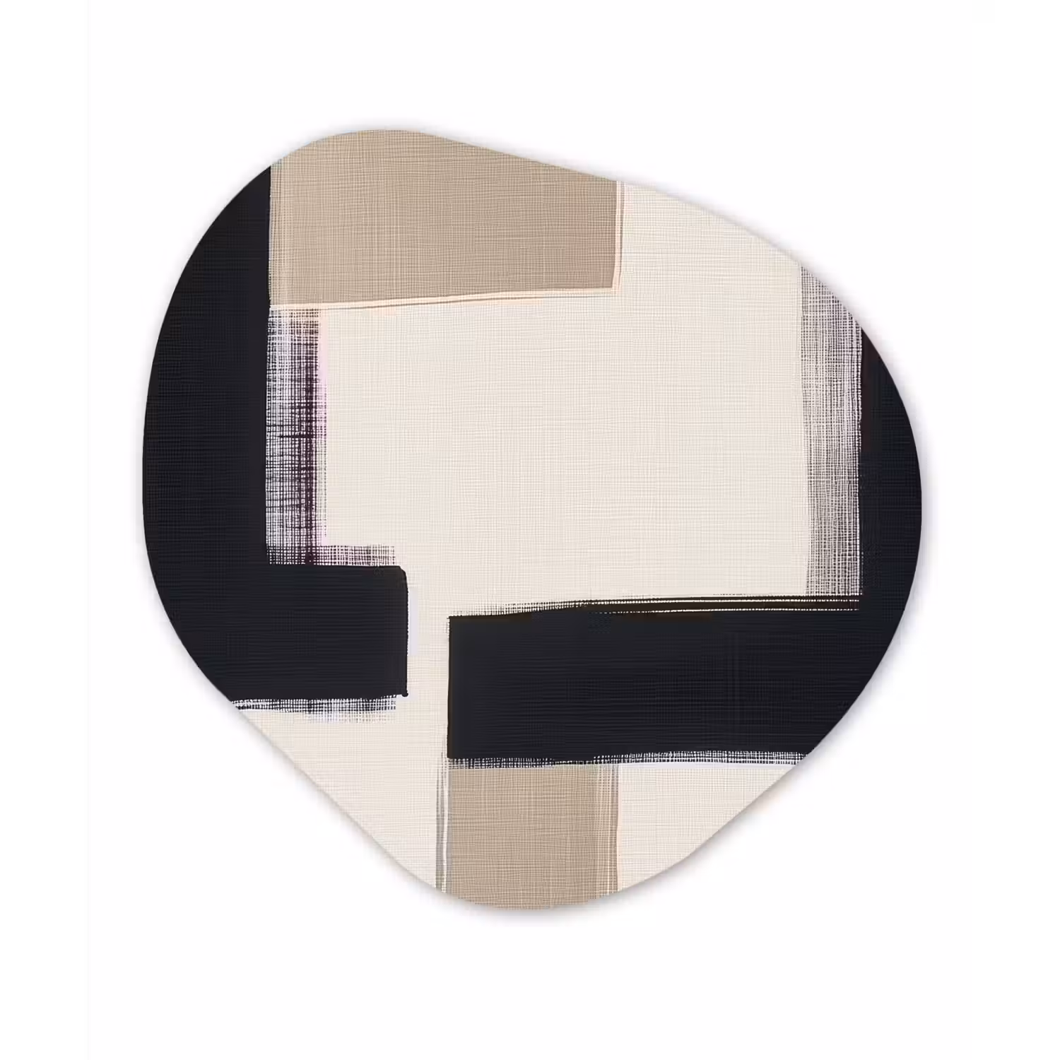 Zwart - Abstract - Japandi Wandcirkel Organisch Plexiglas middel -3d