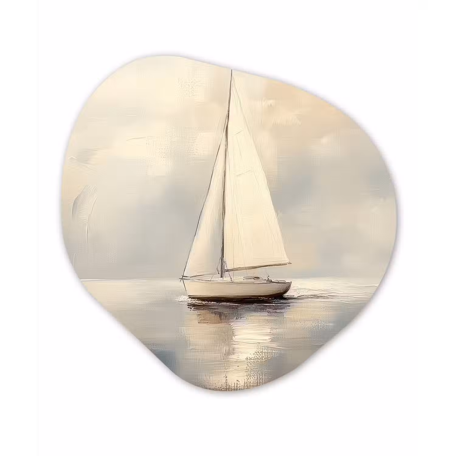 Zeilschip - Zee - Bewolkt Wandcirkel Organisch Plexiglas middel -3d