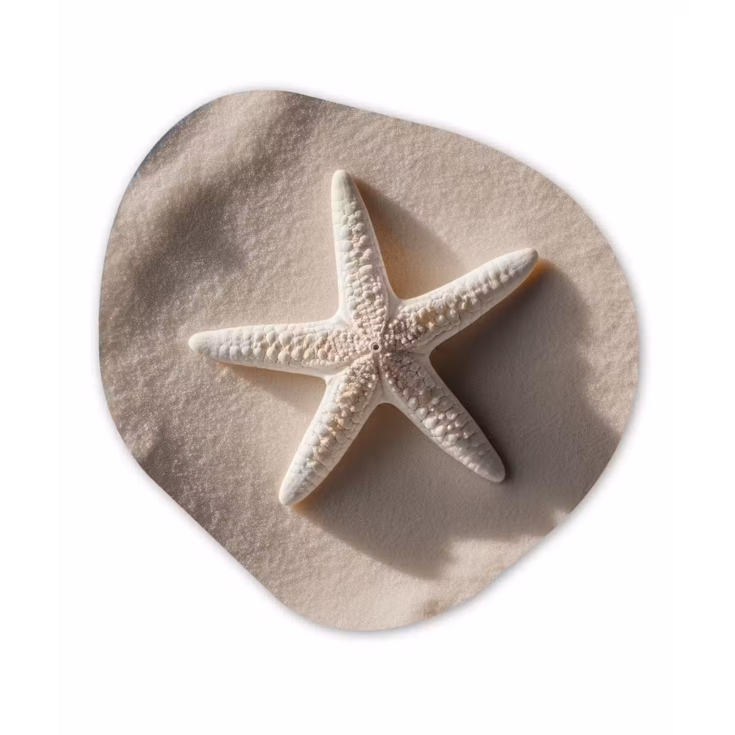 Strand - Zeester - Zand - Beige Wandcirkel Organisch Plexiglas middel -3d