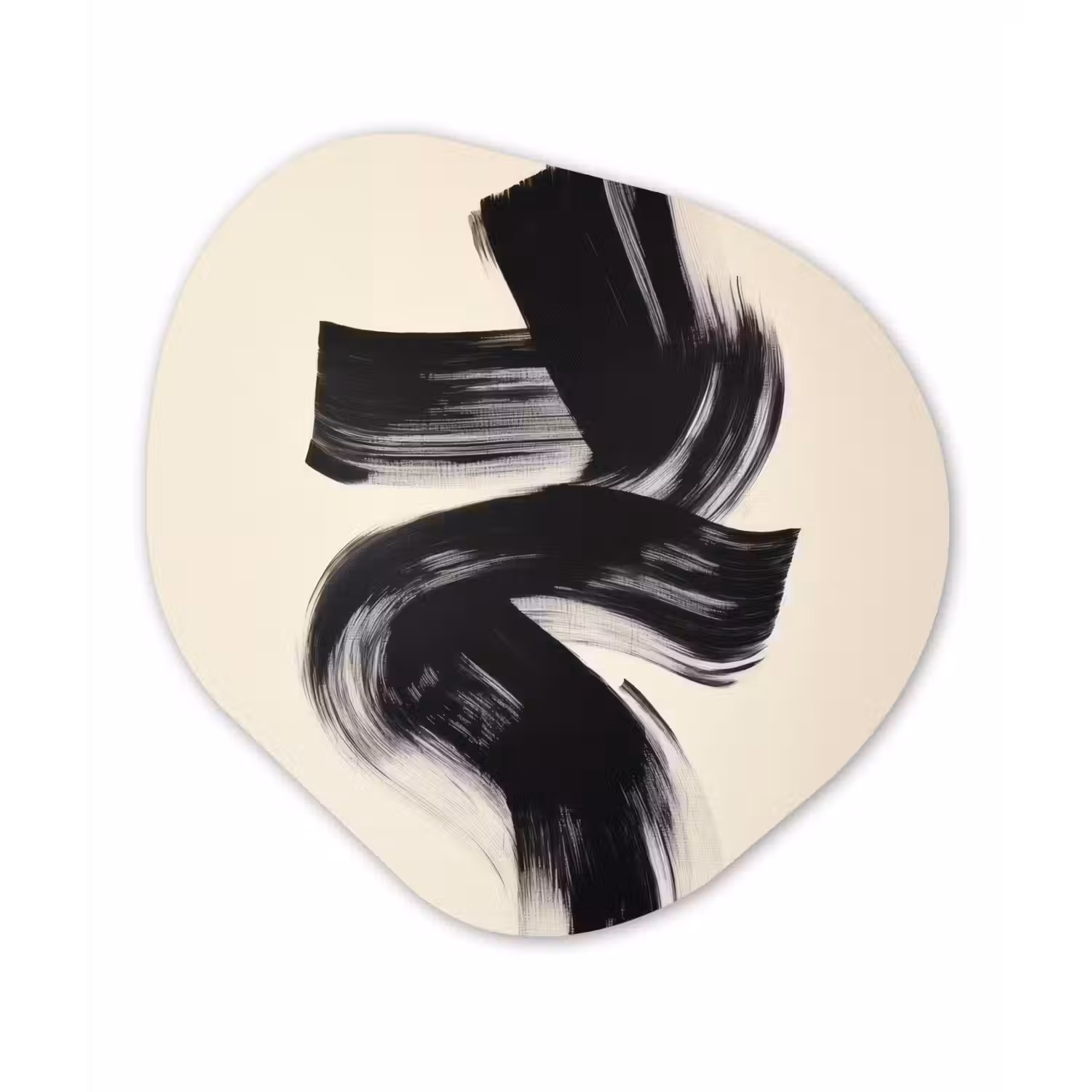 Strepen - Zwart - Abstract Wandcirkel Organisch Plexiglas middel -3d
