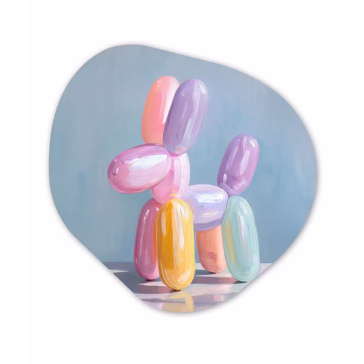 Dier - Ballon - Pasteltinten - Glanzend Wandcirkel Organisch Plexiglas middel -3d