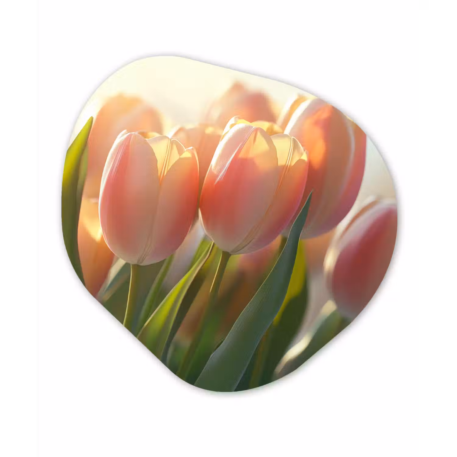 Tulpen - Roze - Zonnestralen Wandcirkel Organisch Plexiglas middel -3d