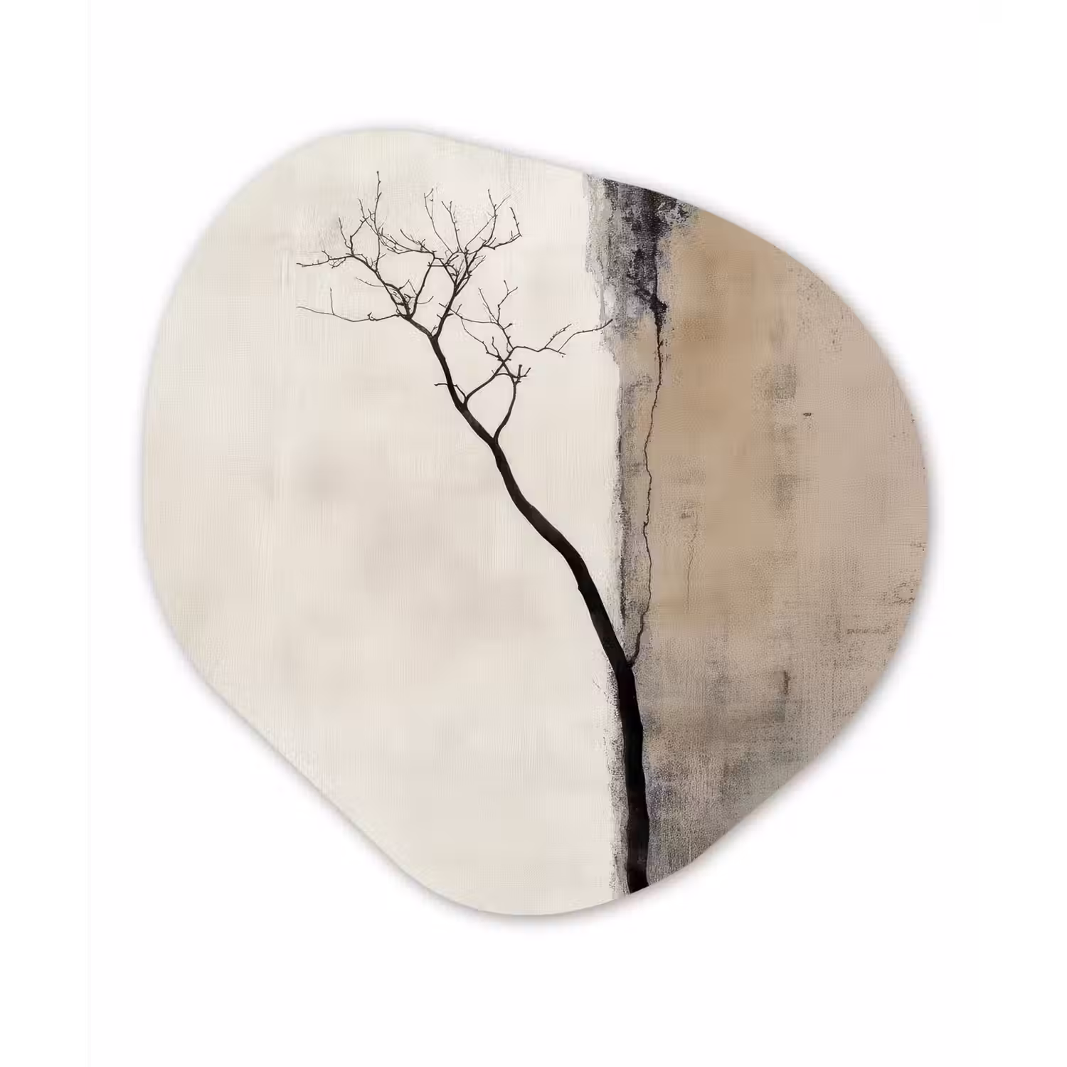 Wabi sabi - Plant - Beige Wandcirkel Organisch Plexiglas middel -3d