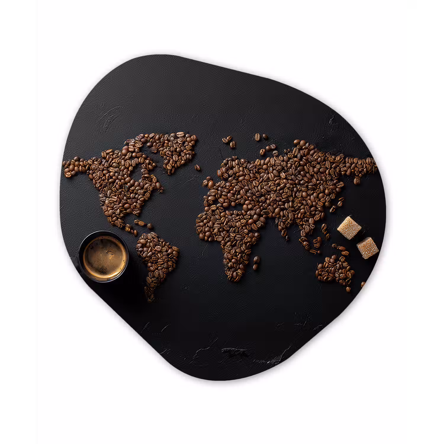 Wereldkaart - Espresso - Zwart Wandcirkel Organisch Plexiglas middel -3d