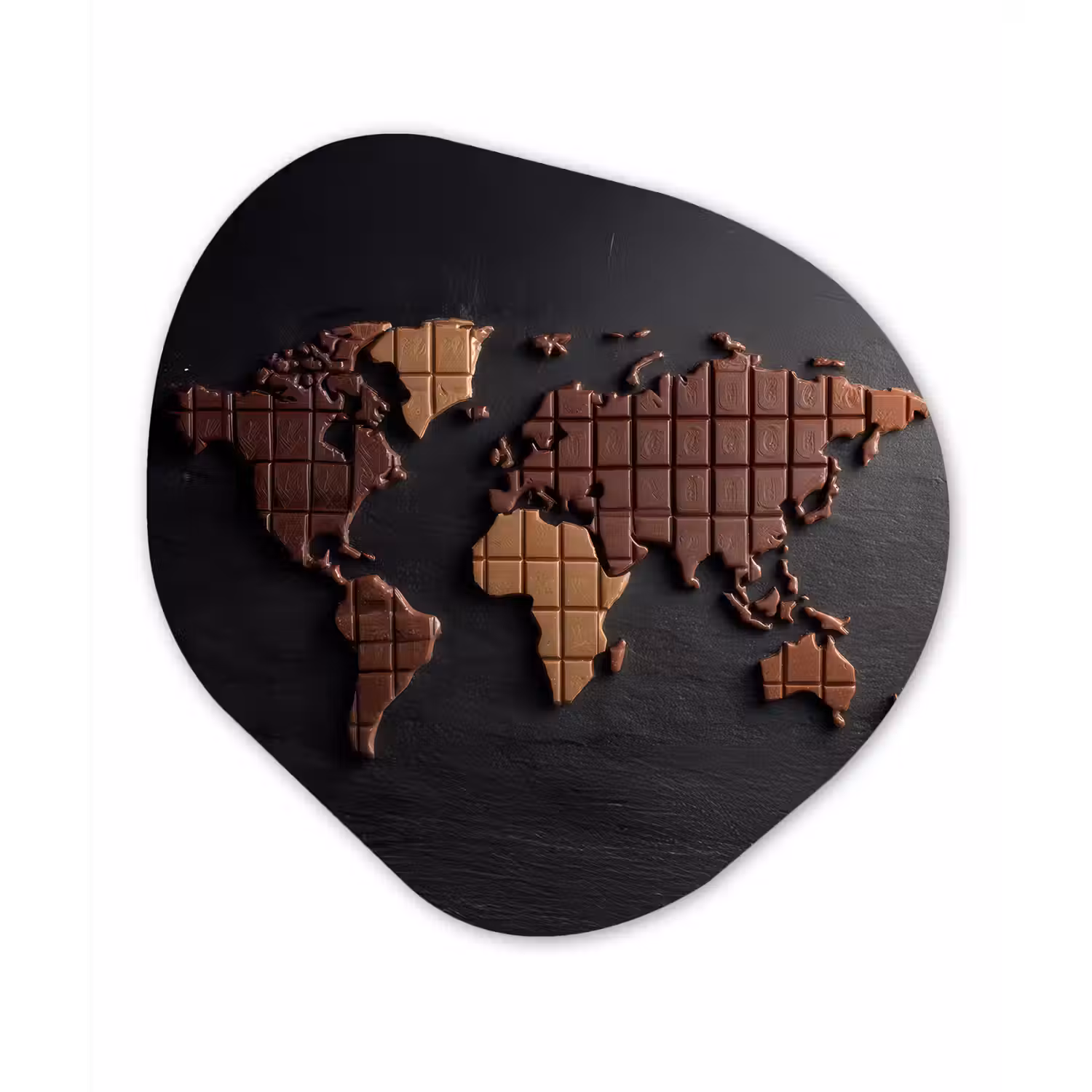 Wereldkaart - chocola - Smakelijke uitstraling Wandcirkel Organisch Plexiglas middel -3d